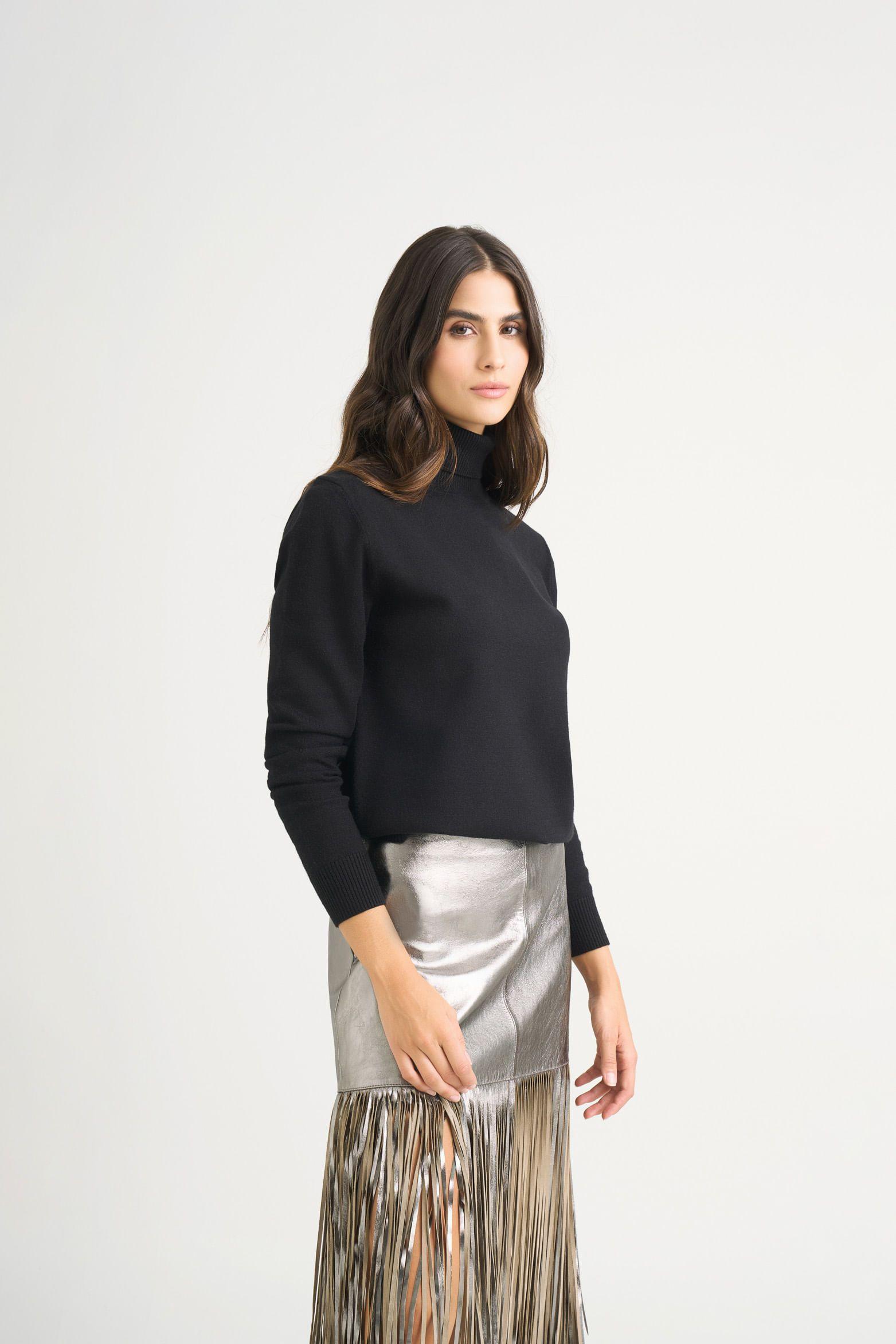 Vélez Sweater Tejido Básico Maqui Mujer Cuello Tortuga Negro-3