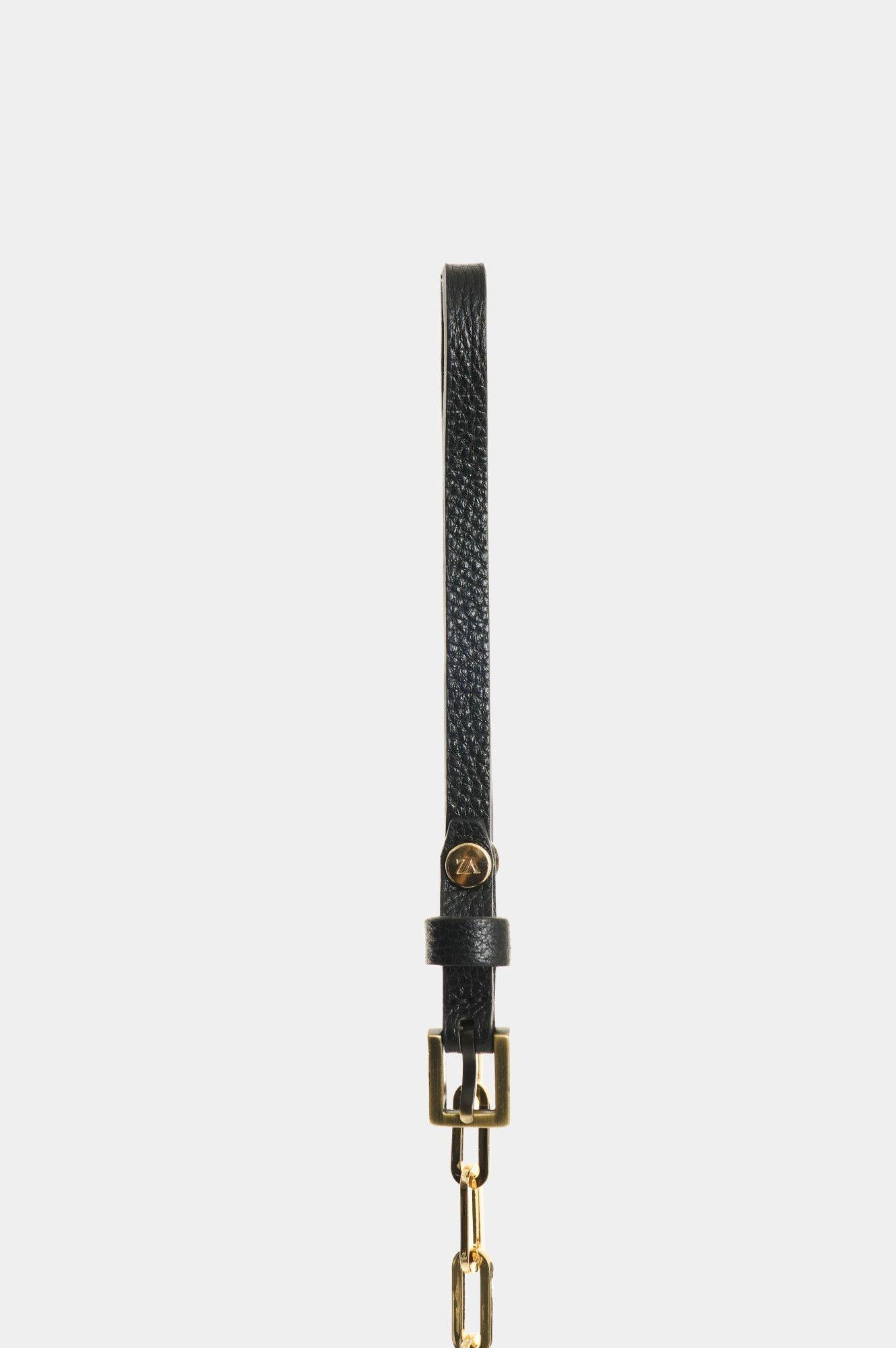 Vélez Cinturón Unifaz De Cuero Y Cadena Para Mujer Efos Negro-1