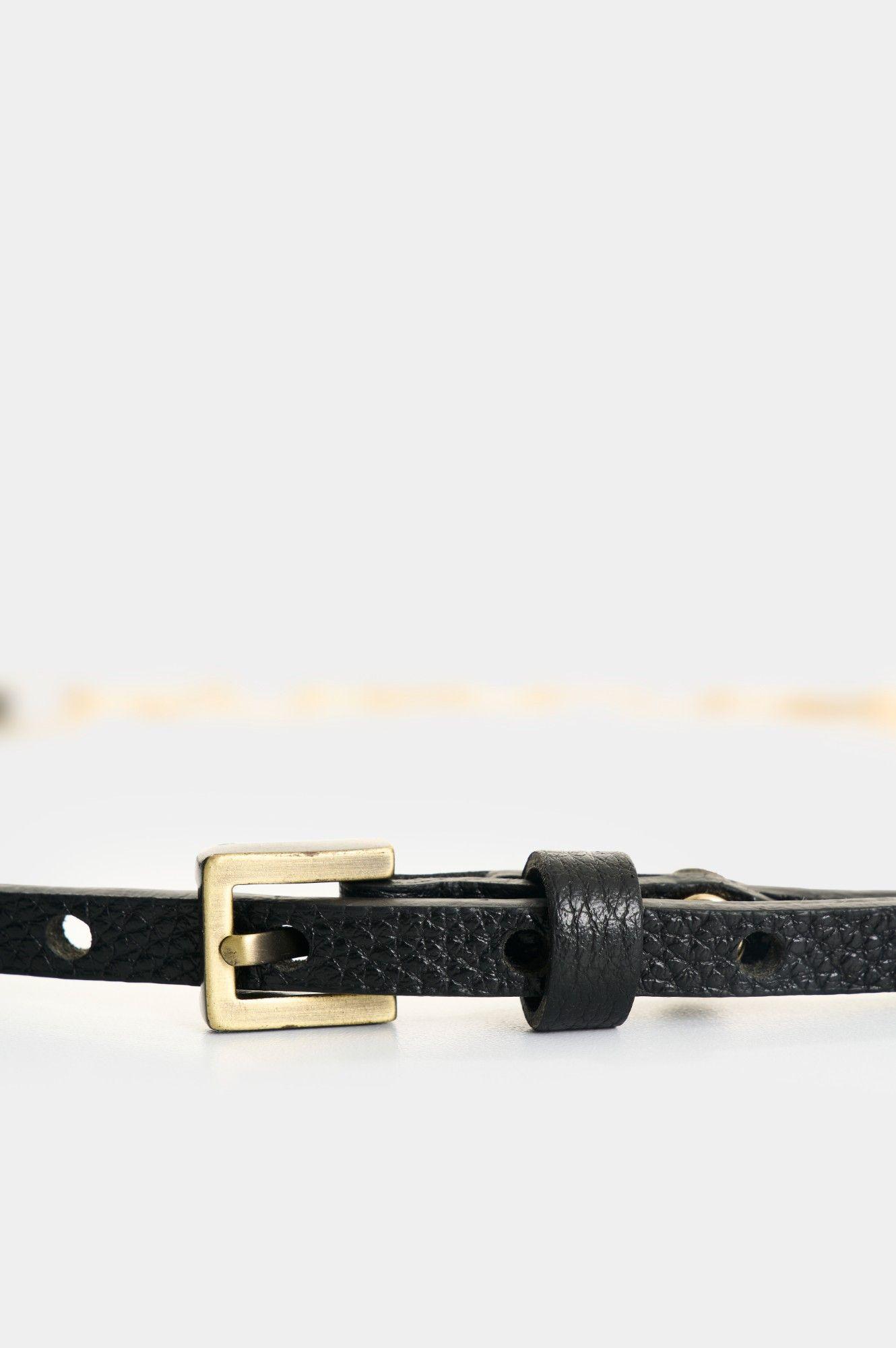 Vélez Cinturón Unifaz De Cuero Y Cadena Para Mujer Efos Negro-3