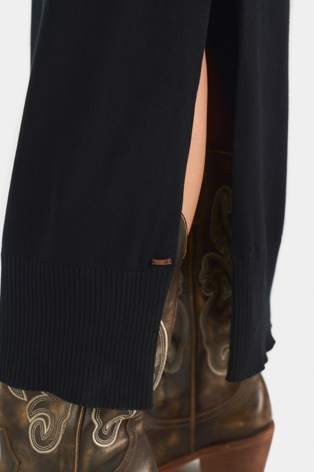 Vélez Vestido Amanita Tejido Mujer Cuello Tortuga Negro-3
