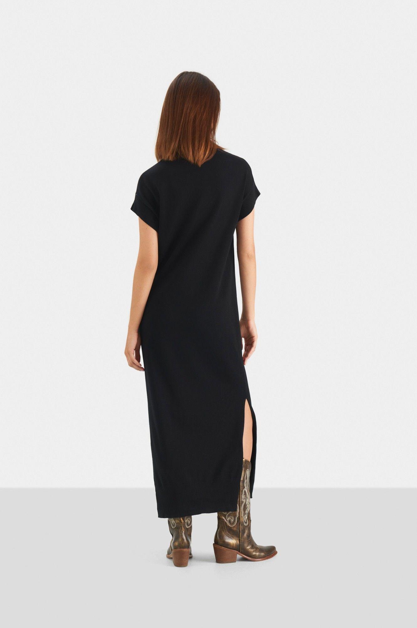 Vélez Vestido Amanita Tejido Mujer Cuello Tortuga Negro-4