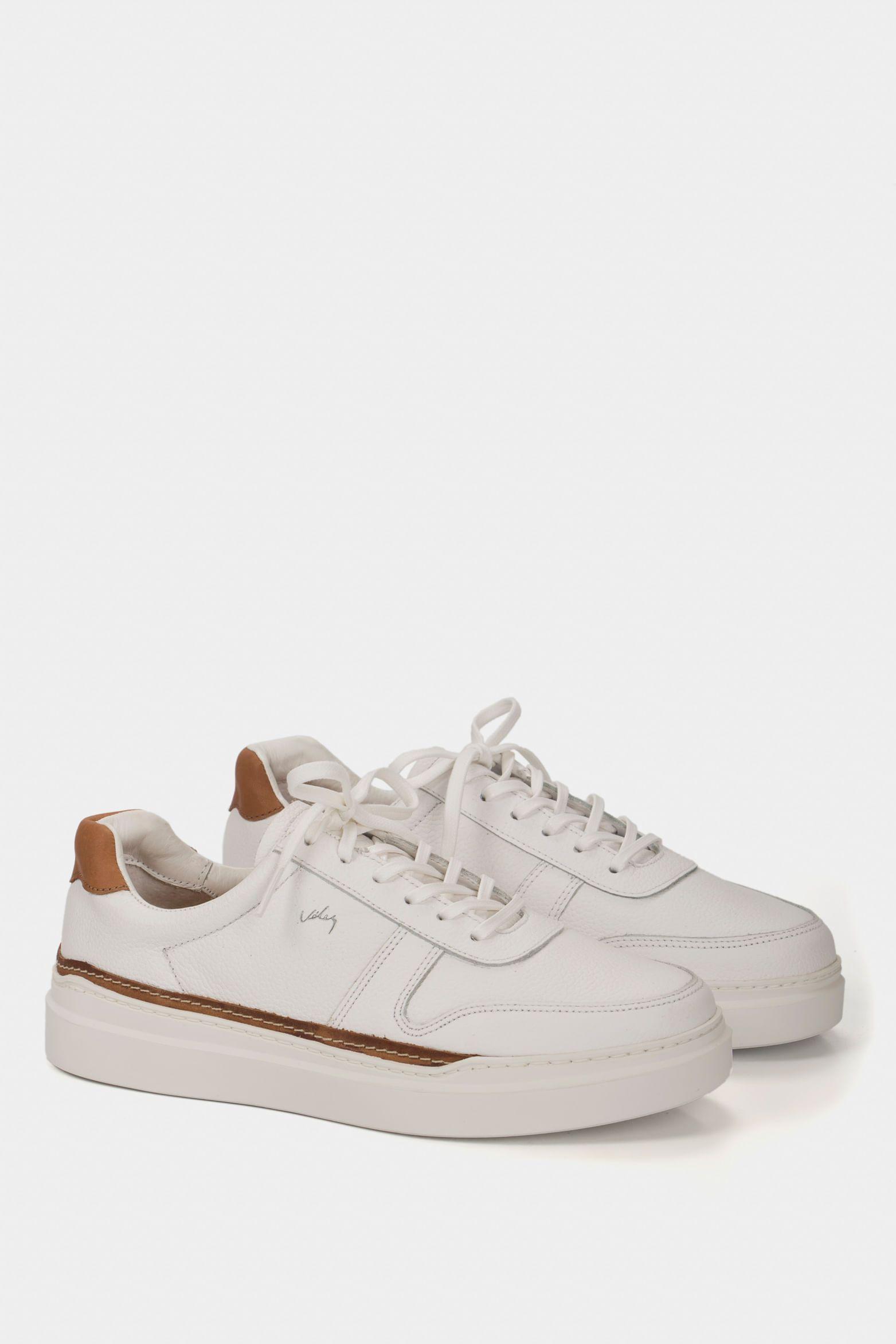 Vélez Zapatillas Casual Whited Cuero Hombre Contraste Blanco-1