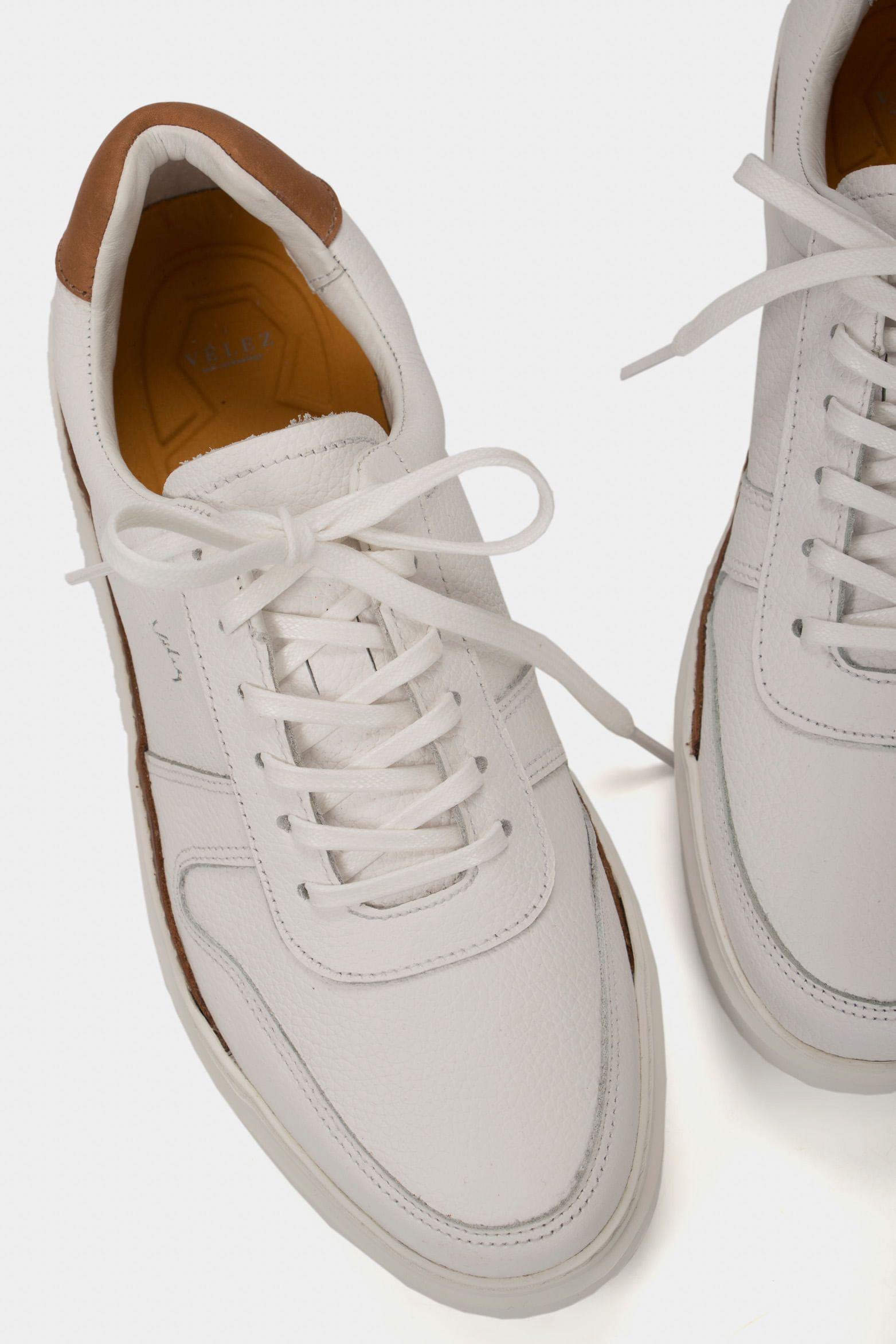 Vélez Zapatillas Casual Whited Cuero Hombre Contraste Blanco-3