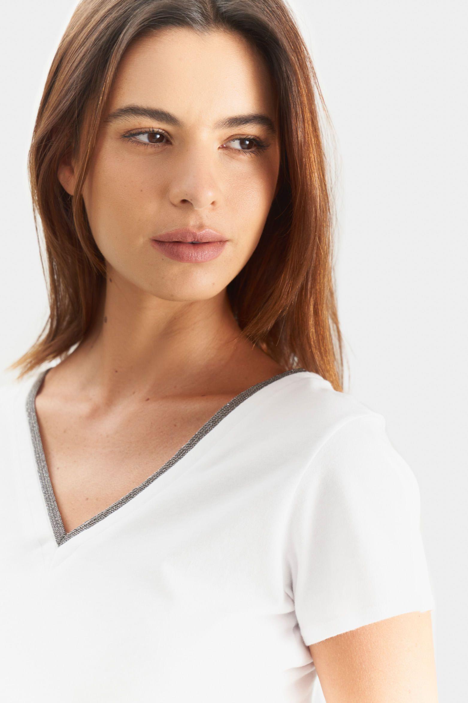 Vélez Polera Básica Mujer Millaré Metálico corativo Blanco-1