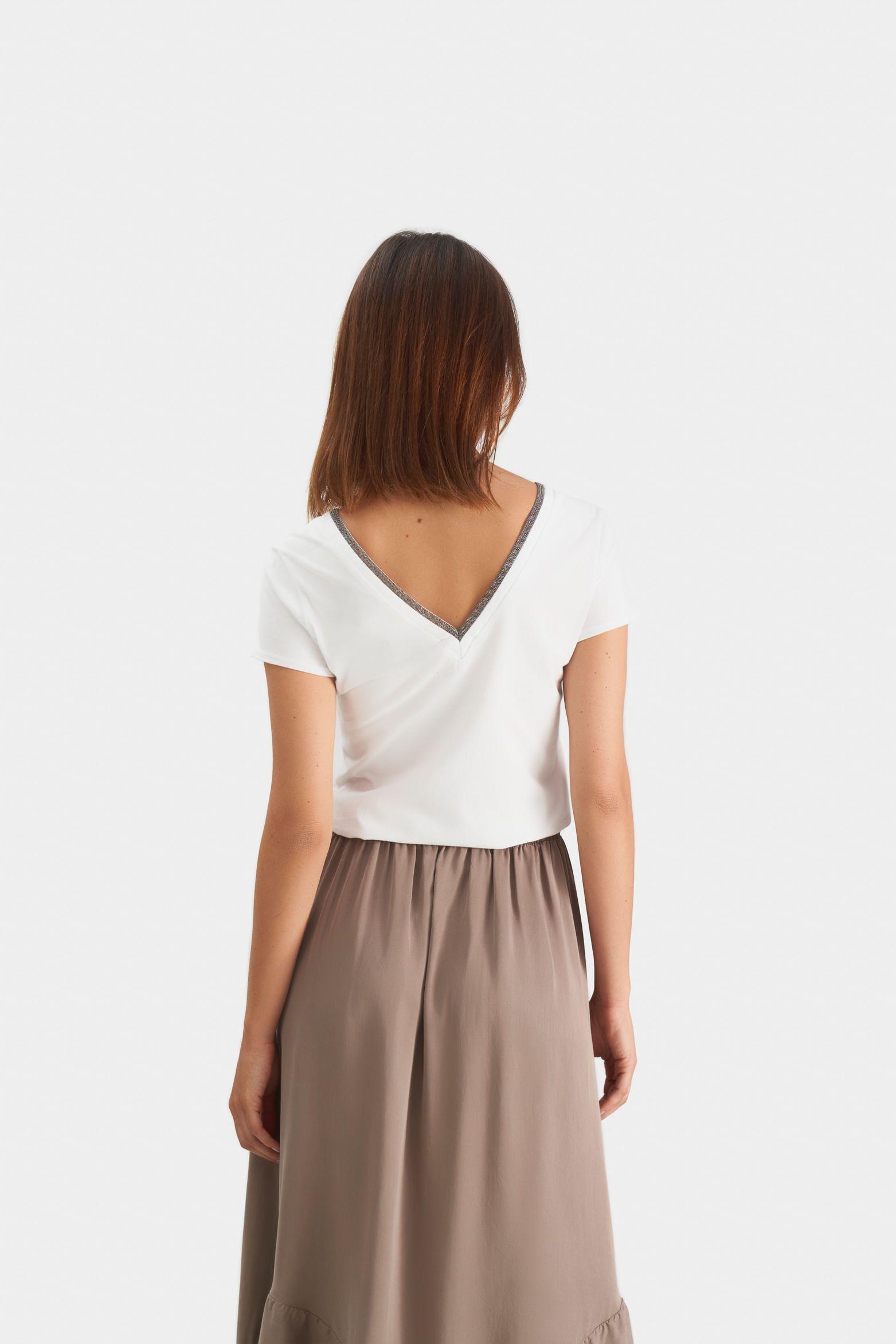 Vélez Polera Básica Mujer Millaré Metálico corativo Blanco-4
