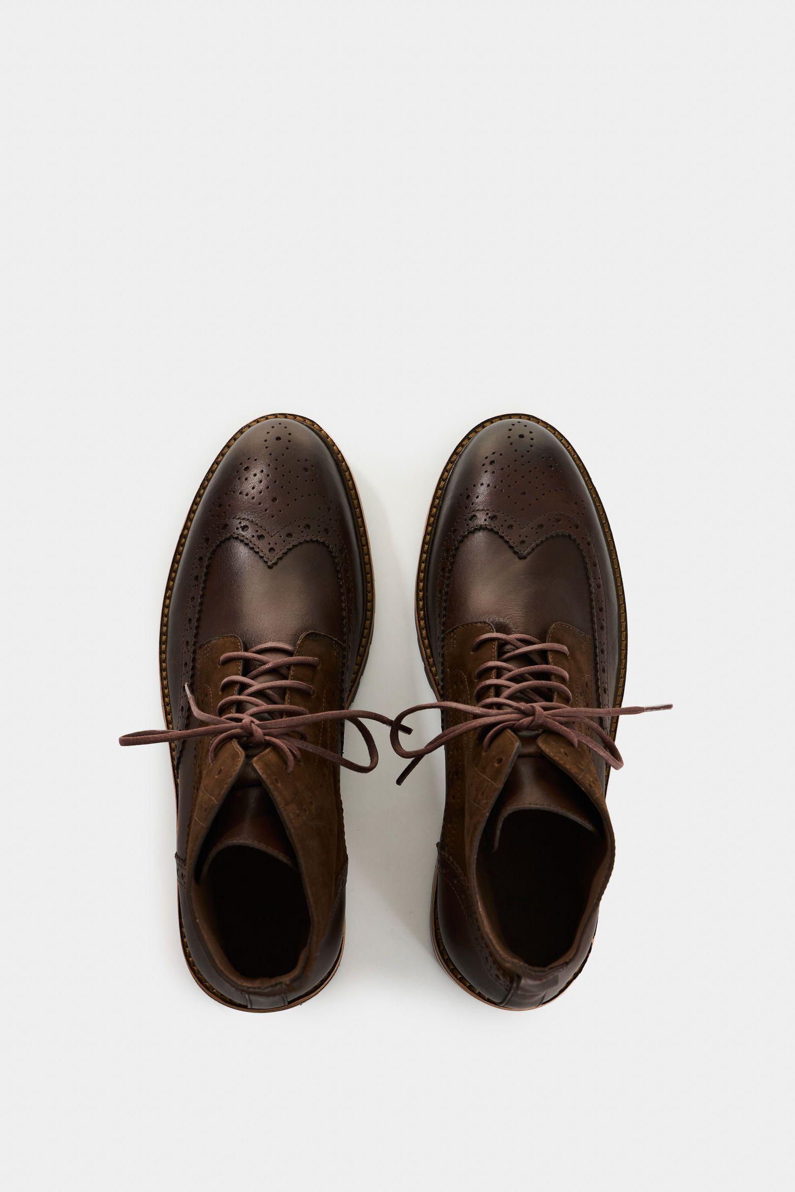 Vélez Botas De Cuero Gamuzado Y Liso Para Hombre Gael Cafe-3