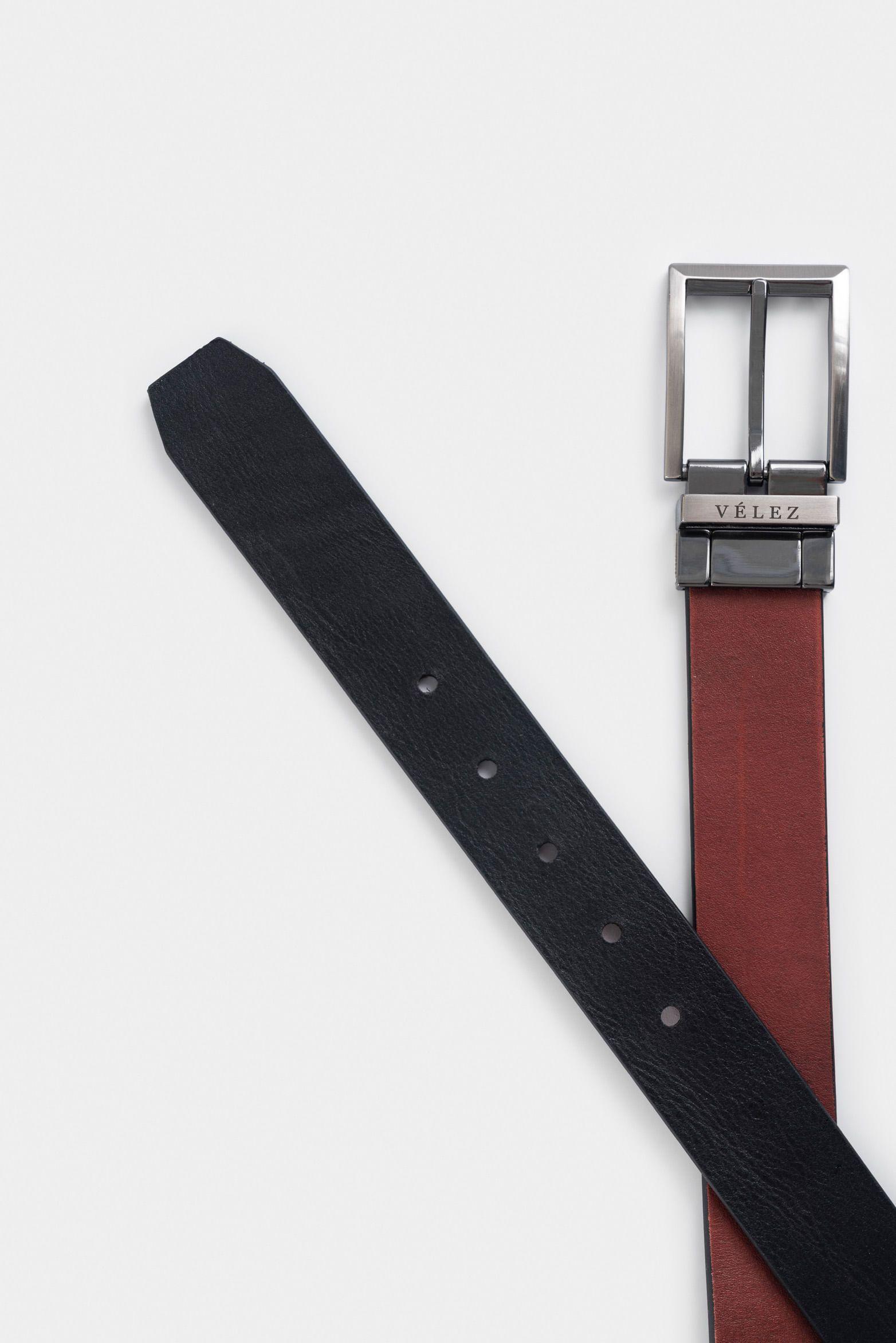 Vélez Cinturón Doble Faz Lucca Cuero Hombre Punta Cuadrada Vinotinto-2