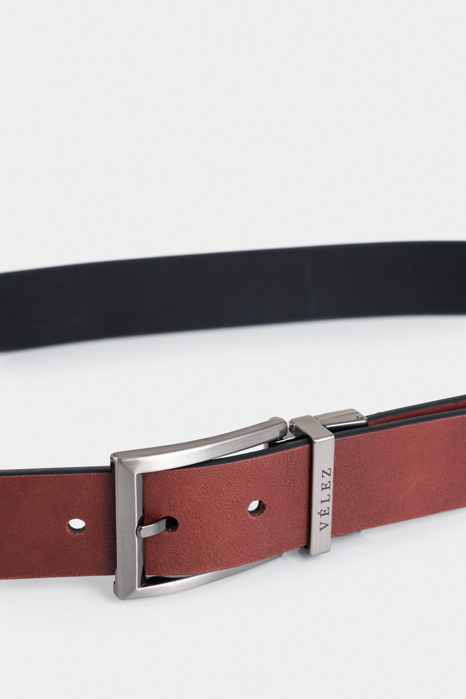 Vélez Cinturón Doble Faz Lucca Cuero Hombre Punta Cuadrada Vinotinto-3