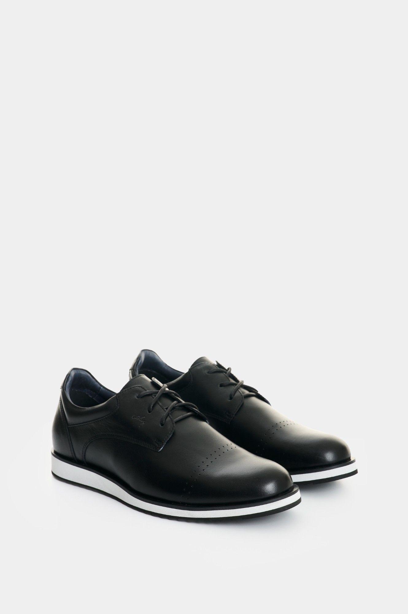 Vélez Zapatos Cordón Piero Cuero Hombre Suela Con Apariencia Deportiva Negro-1