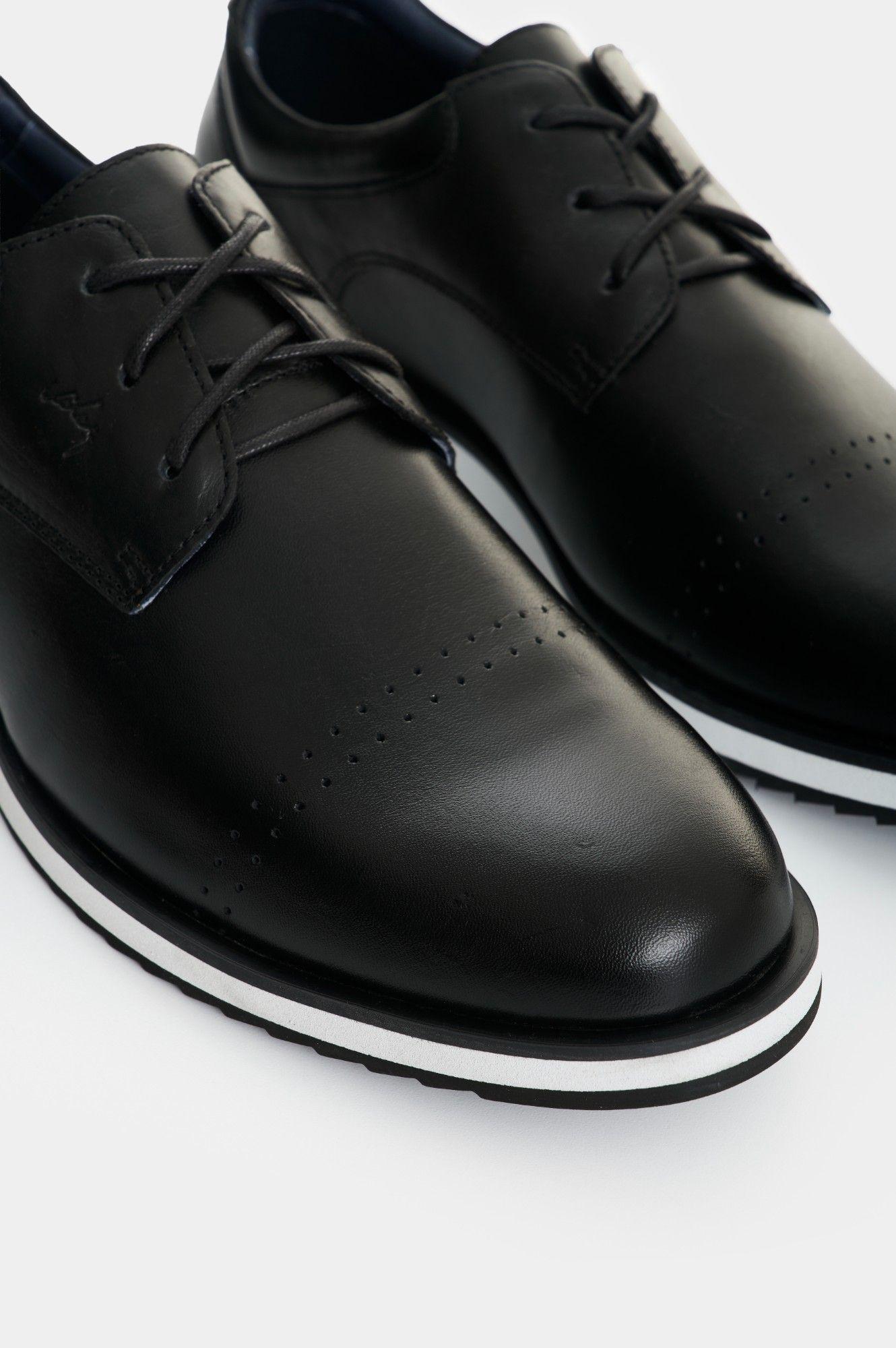 Vélez Zapatos Cordón Piero Cuero Hombre Suela Con Apariencia Deportiva Negro-4