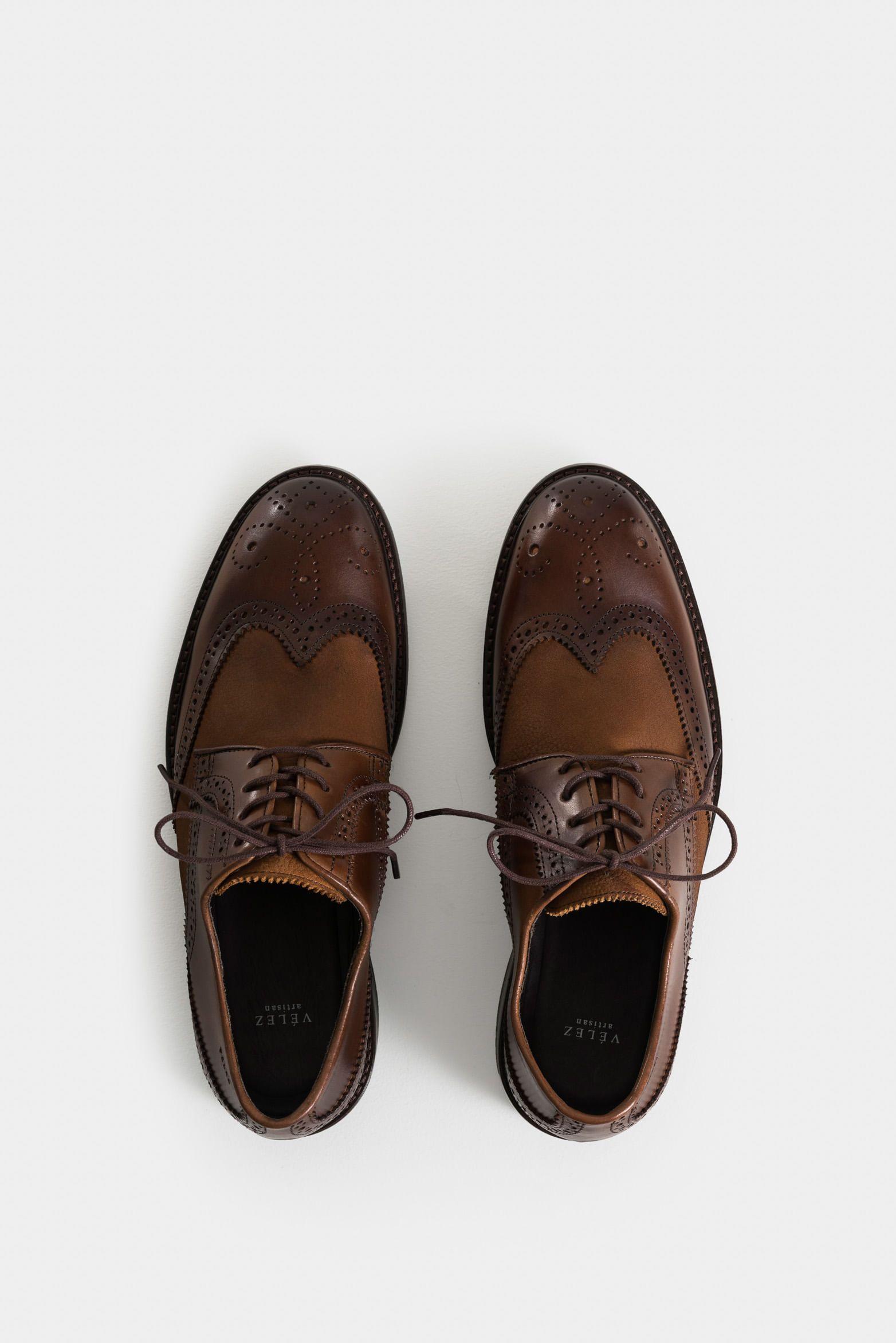 Vélez Zapatos Cordón Solar Cuero Hombre Texturas Miel-3