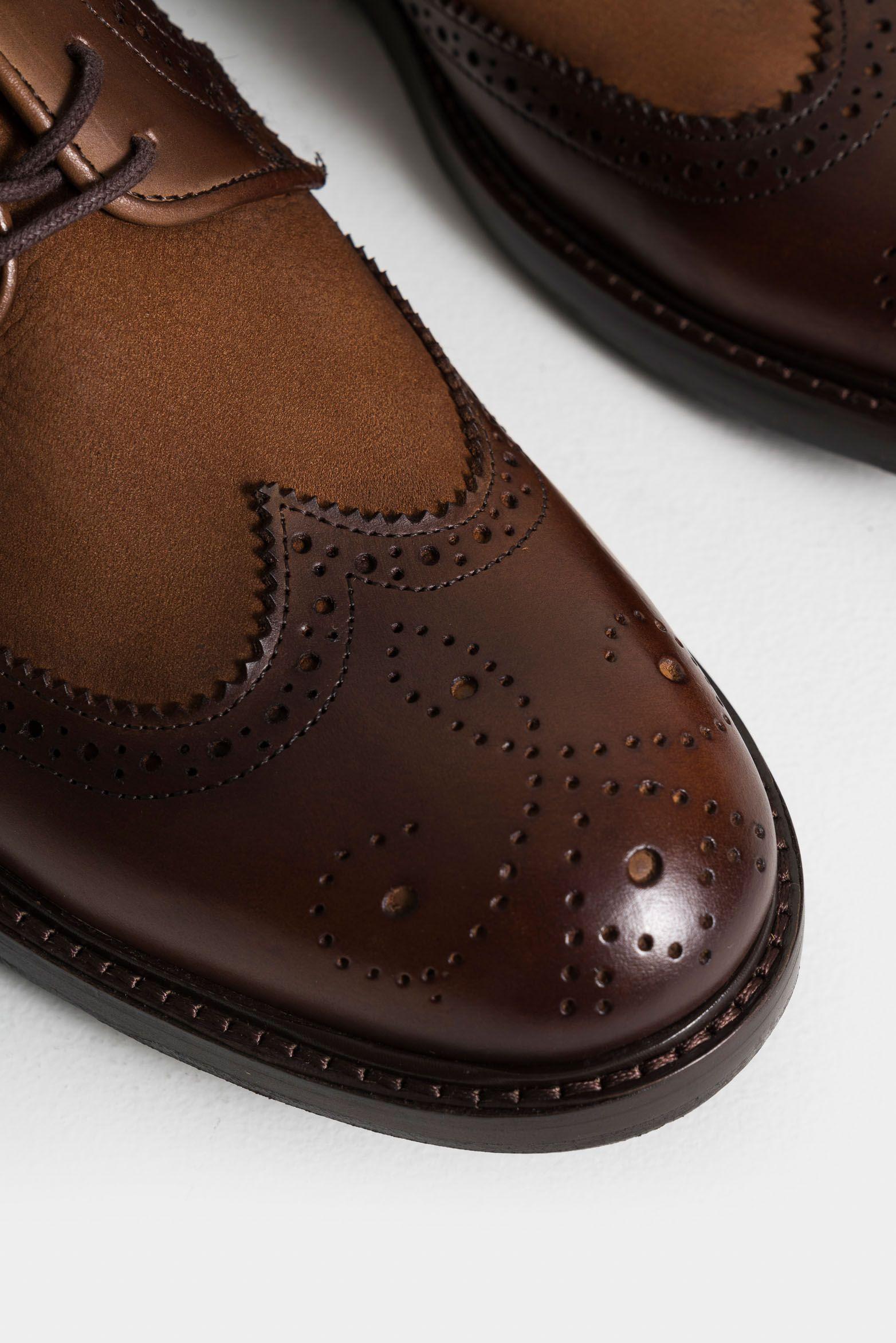Vélez Zapatos Cordón Solar Cuero Hombre Texturas Miel-4