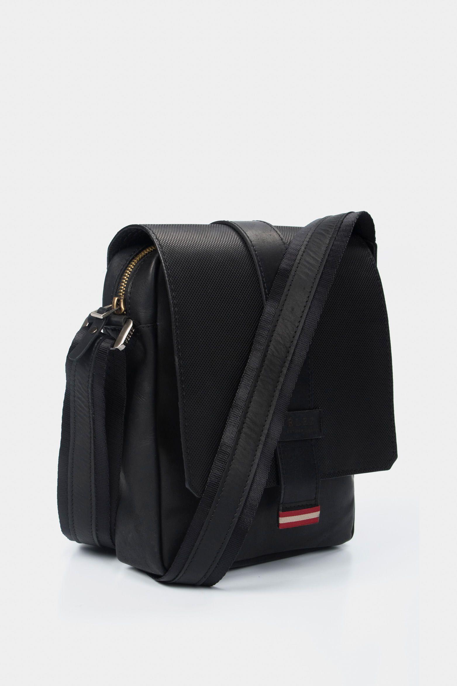 Vélez Bolso Bandolera Nuovo De Cuero Vintage  Negro-2