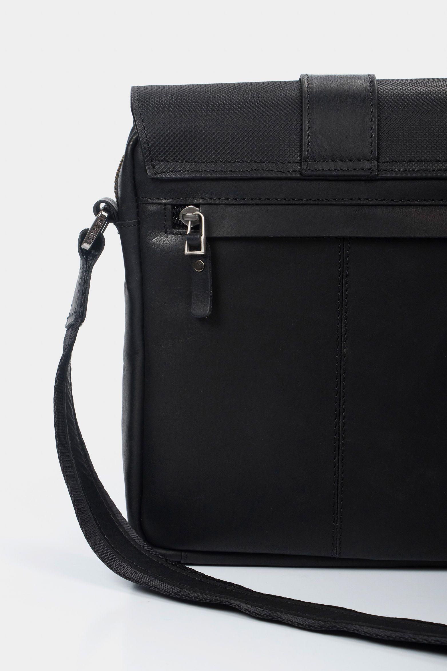 Vélez Bolso Bandolera Nuovo De Cuero Vintage  Negro-3