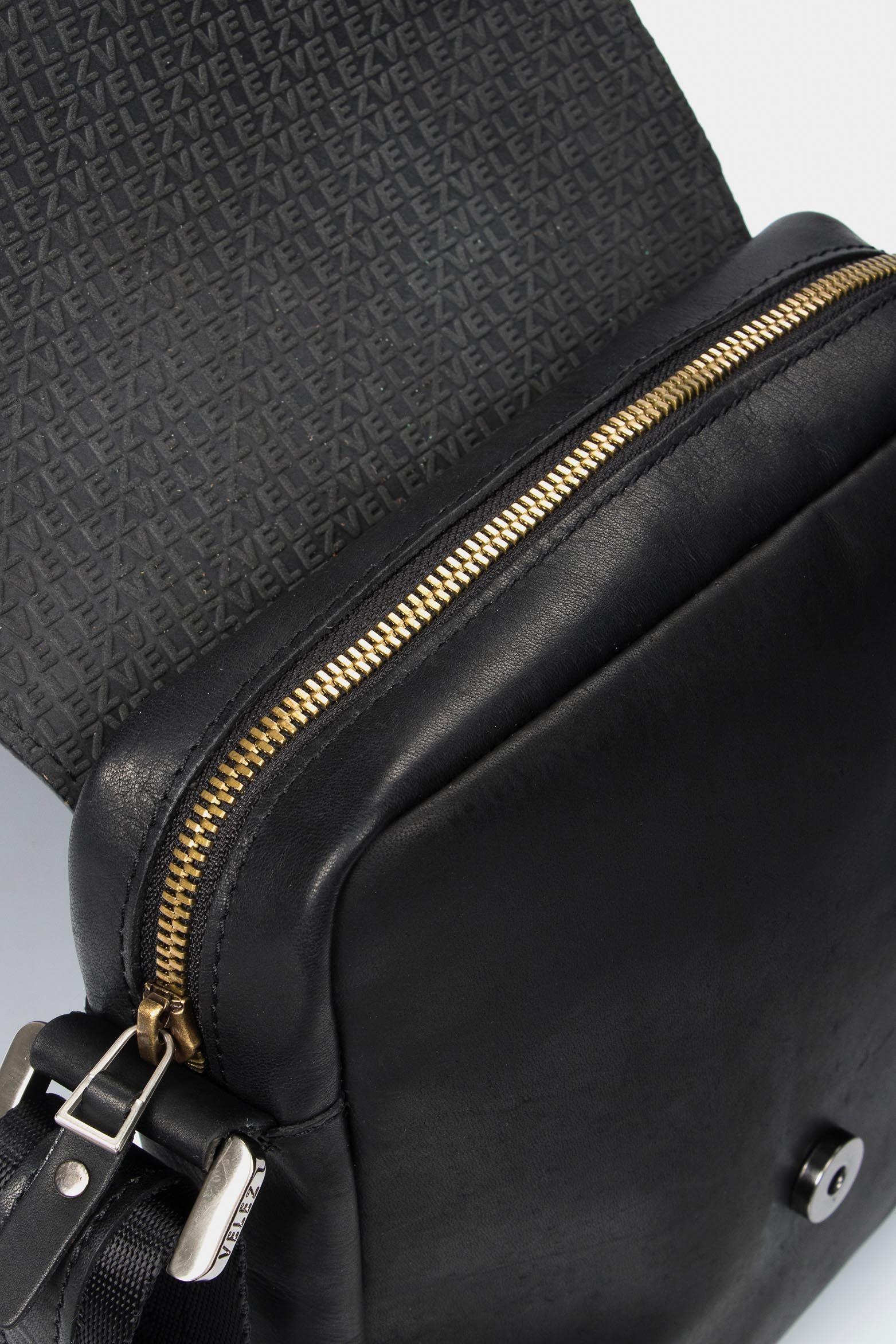 Vélez Bolso Bandolera Nuovo De Cuero Vintage  Negro-5