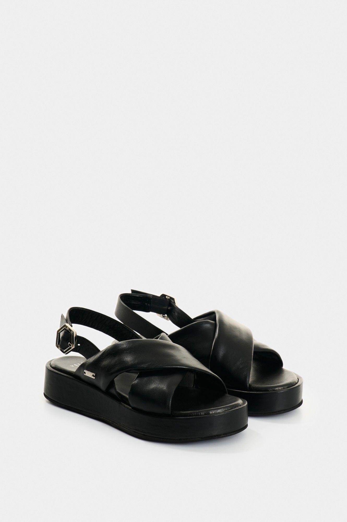 Vélez Sandalia Plataforma Cuero Mujer Caltha Negro-1