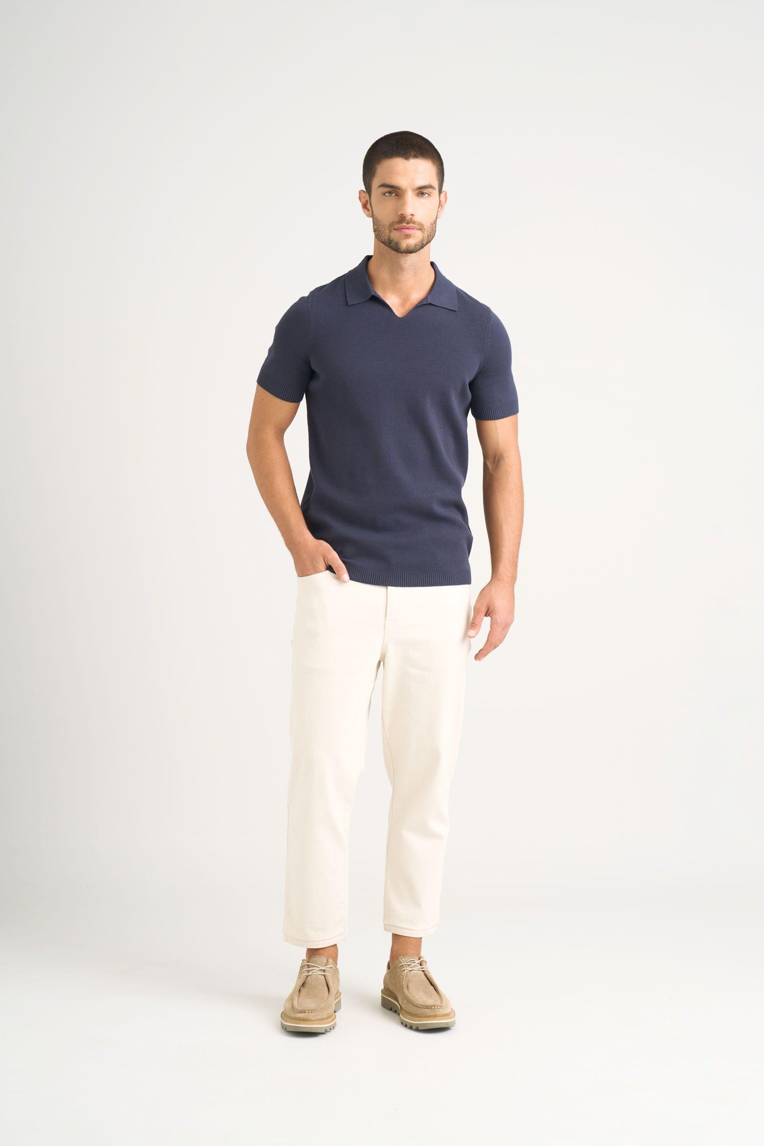 Vélez Polo Tejida Para Hombre Cuello En V Azul Osc-1