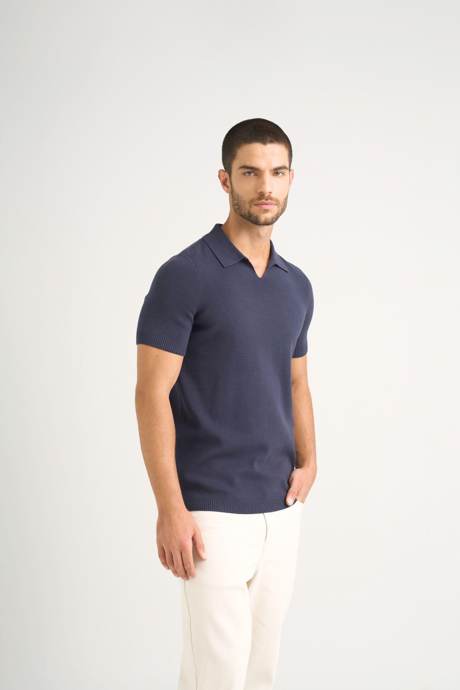 Vélez Polo Tejida Para Hombre Cuello En V Azul Osc-3