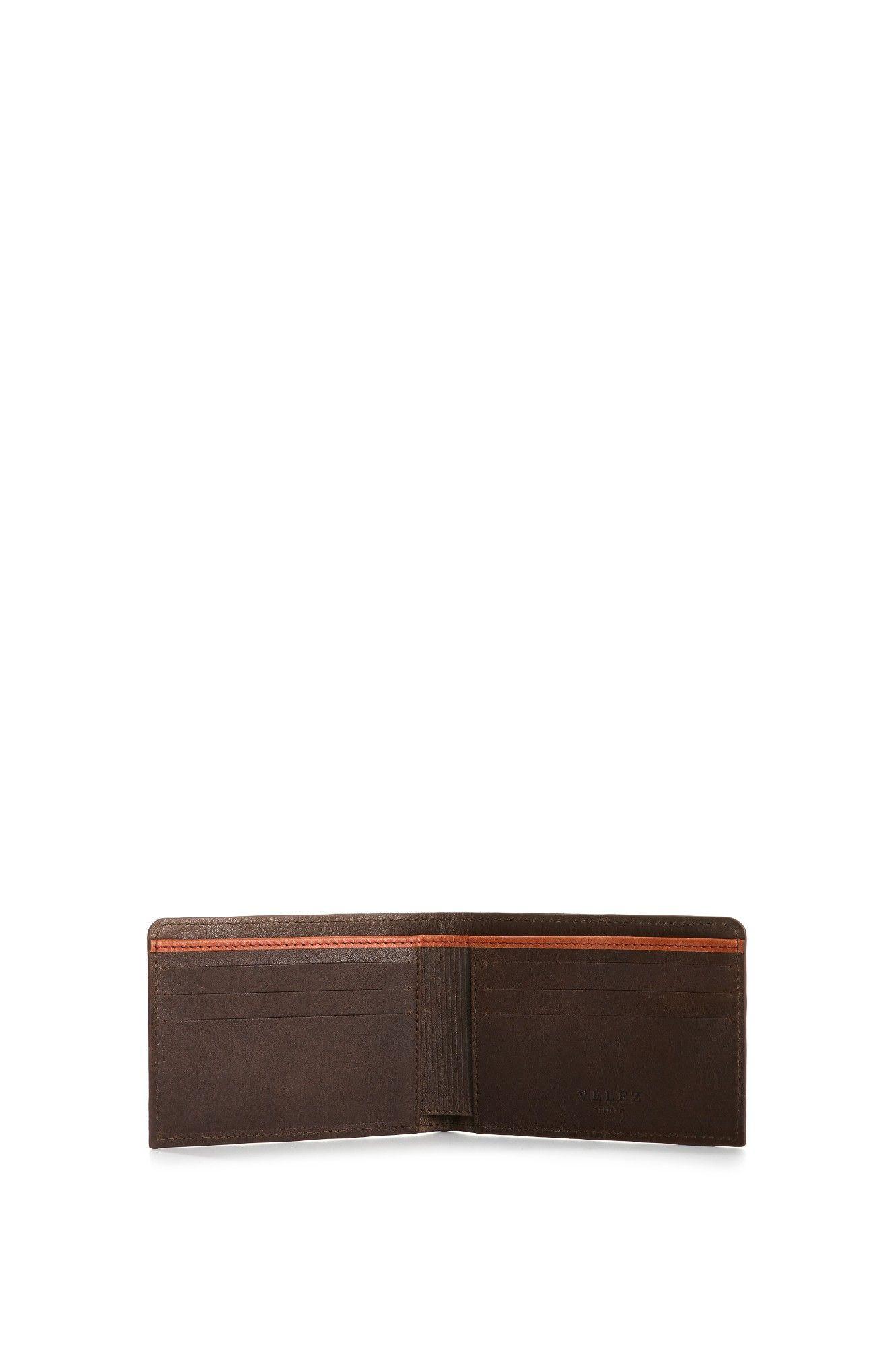 Vélez Billetera Cuero Grabado Hombre Hazel Café-1