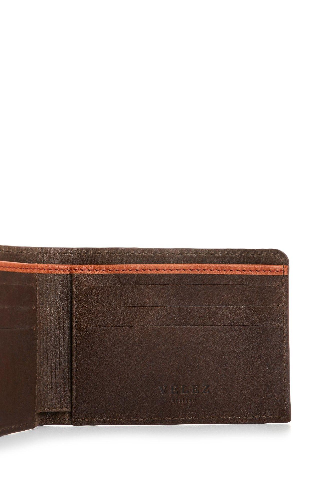Vélez Billetera Cuero Grabado Hombre Hazel Café-4