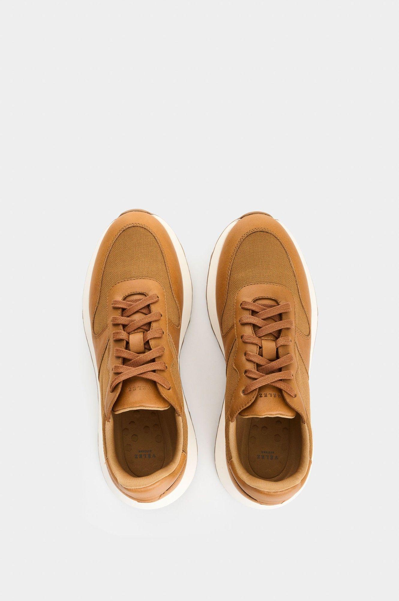 Vélez Zapatilla Tenis Cuero Y Lona Mujer Ocaso 2 Miel-3