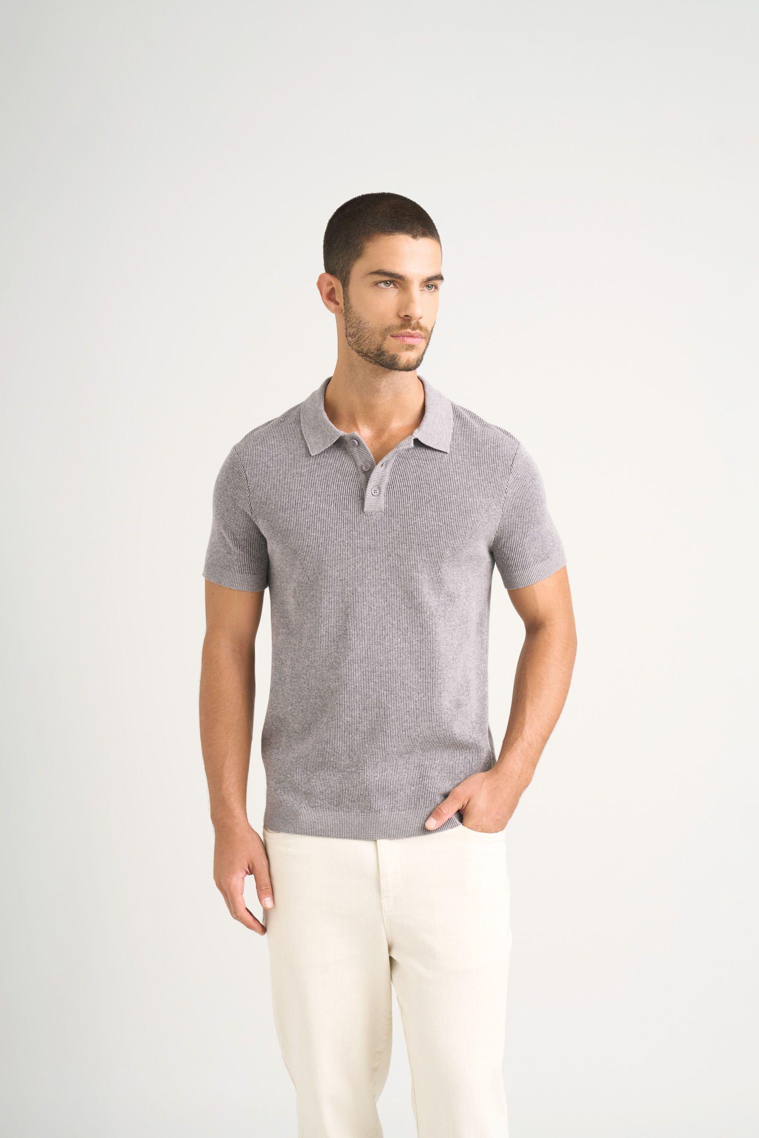Vélez Polo Capri Textura Bicolor Hombre Semi Ajustada Gris-0
