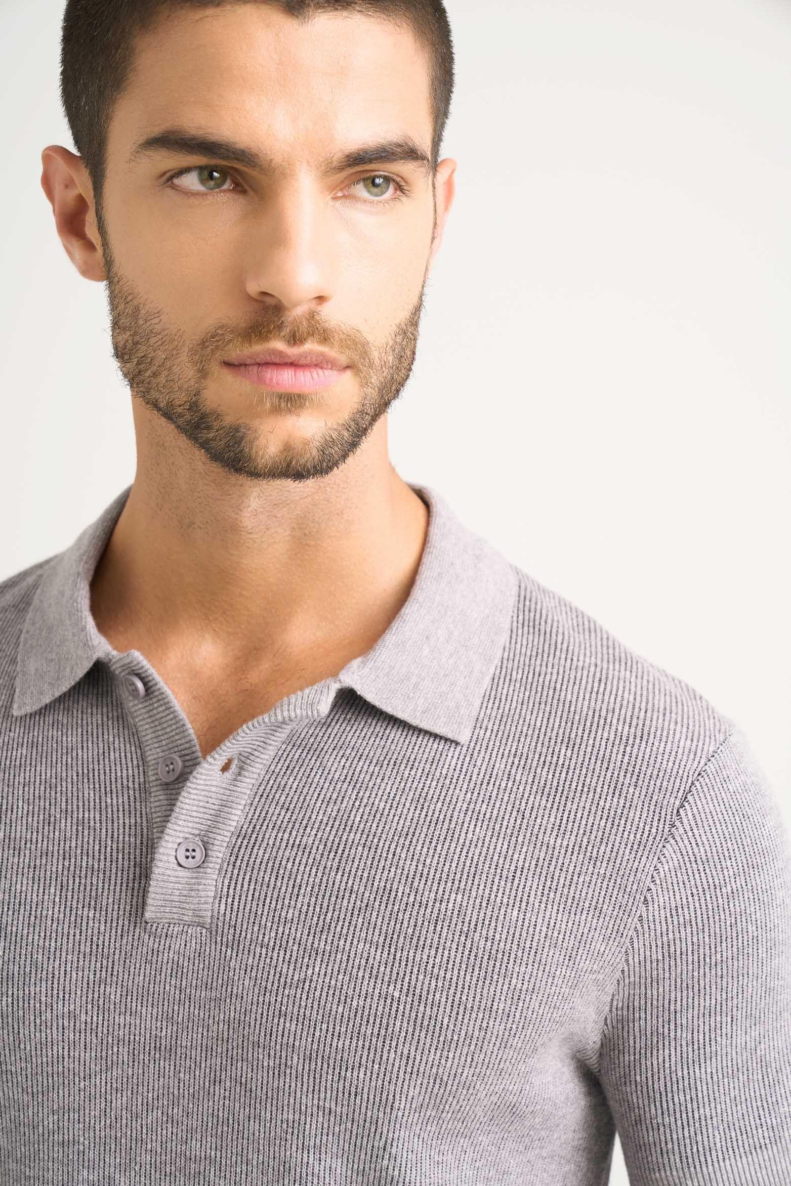 Vélez Polo Capri Textura Bicolor Hombre Semi Ajustada Gris-2