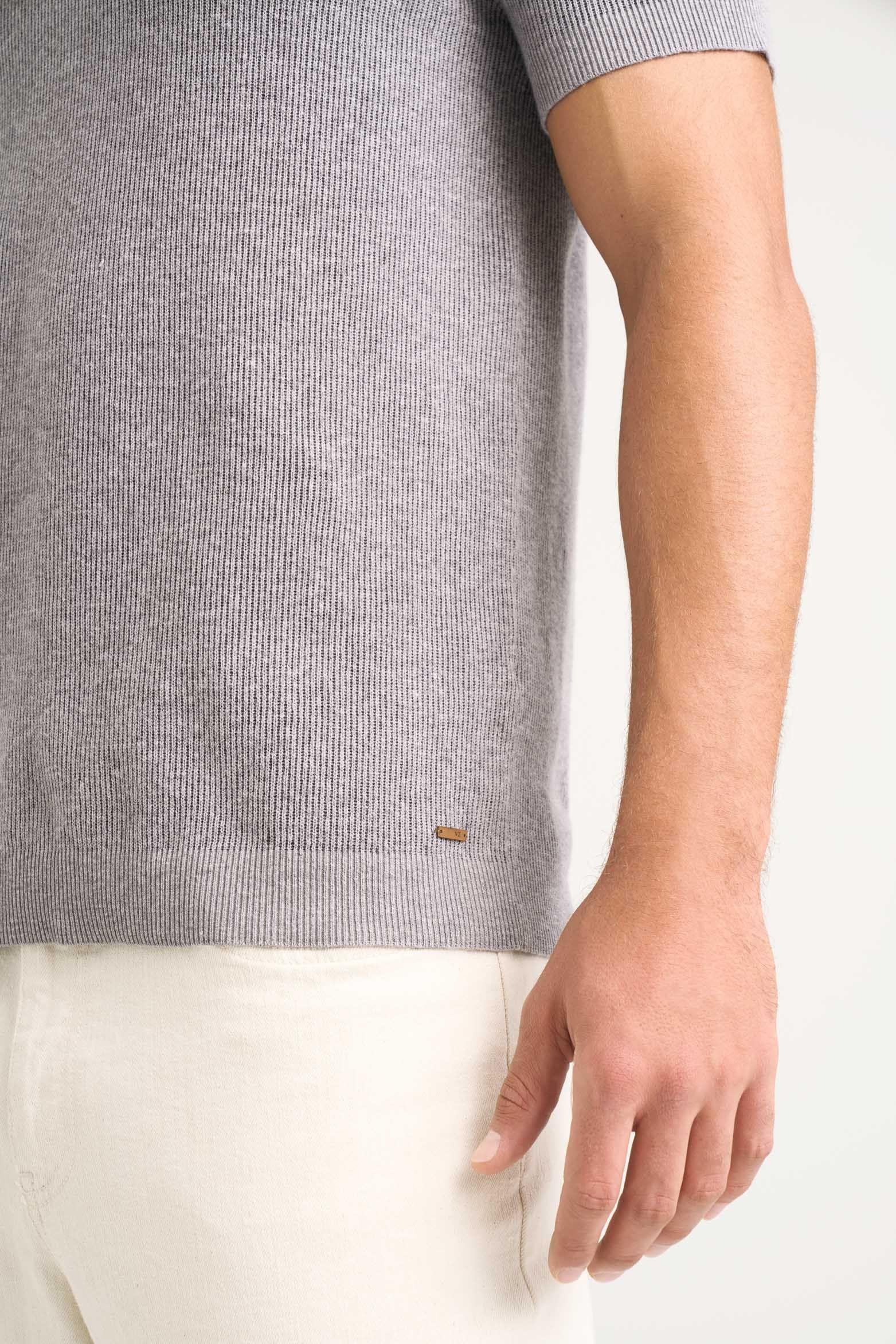 Vélez Polo Capri Textura Bicolor Hombre Semi Ajustada Gris-4