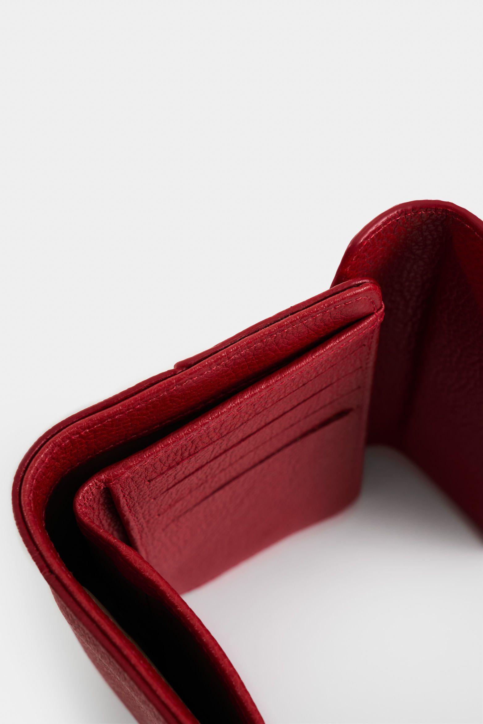 Vélez Billetera Bravo De Cuero  Mujer Detalle Tejido Rojo-4