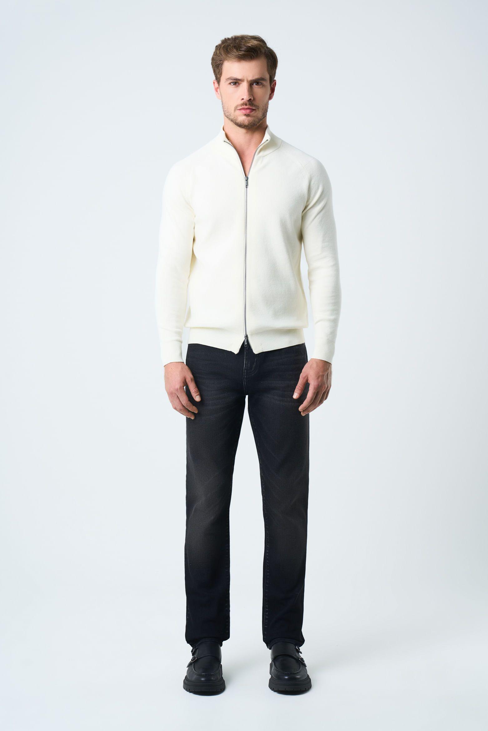 Vélez Sweater Misuri Tejido Para Hombre Cuello Alto Crema-3