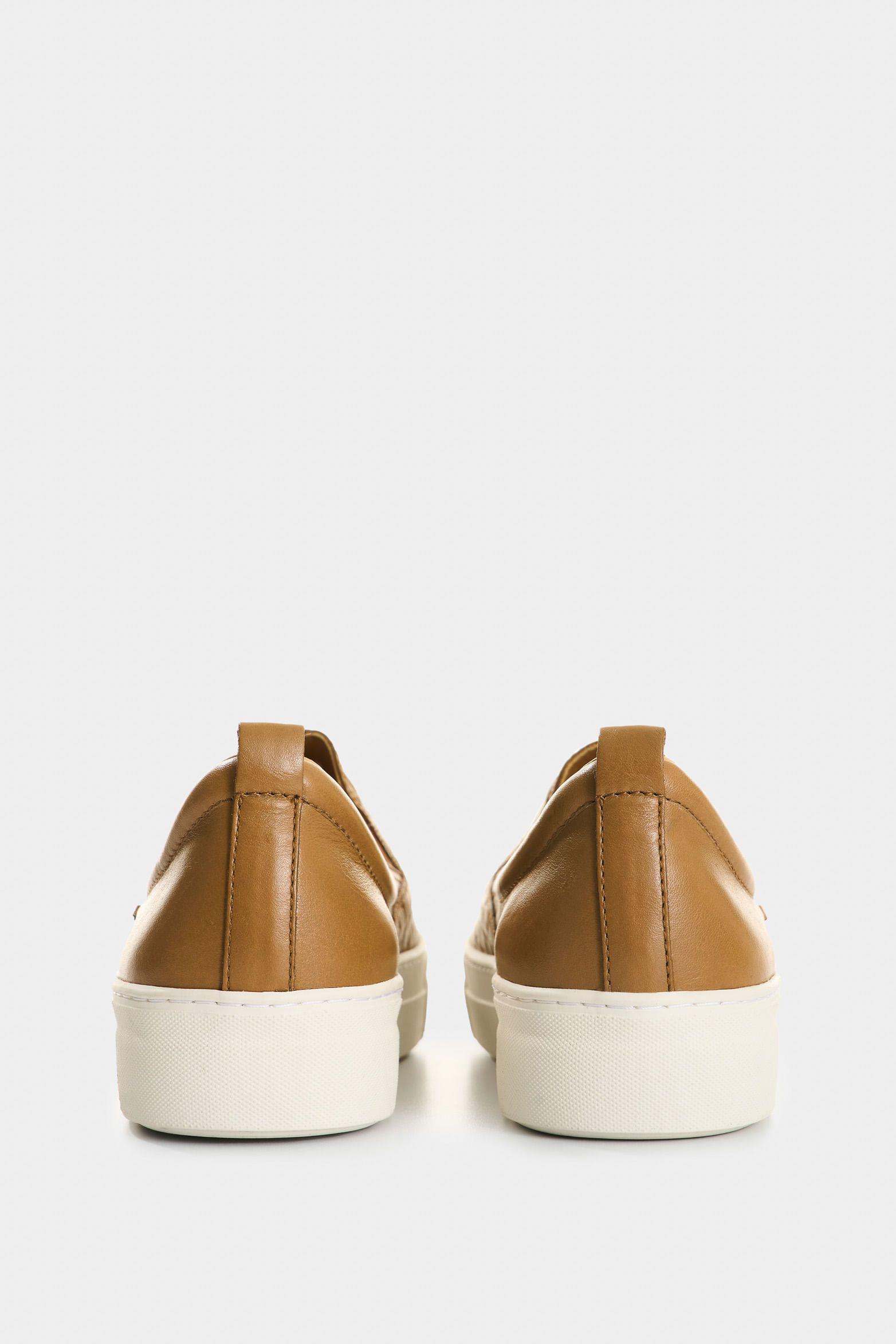 Vélez Mocasines De Cuero Grabado Para Mujer Anastasia Miel-2