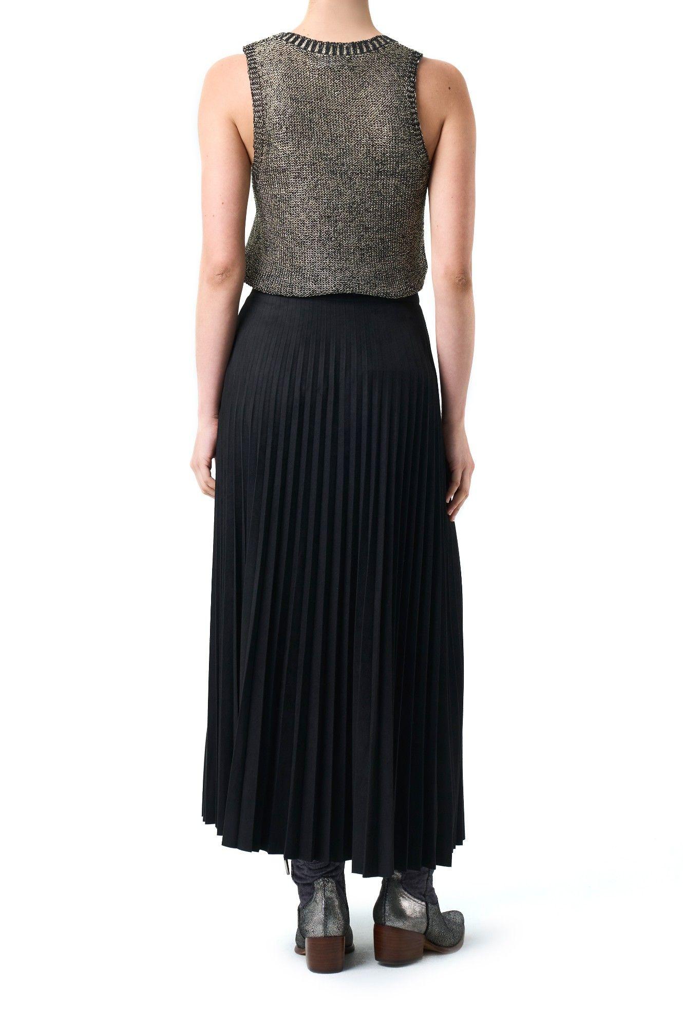 Vélez Falda Plisada Alma Para Mujer Tejido De Punto Negro-4