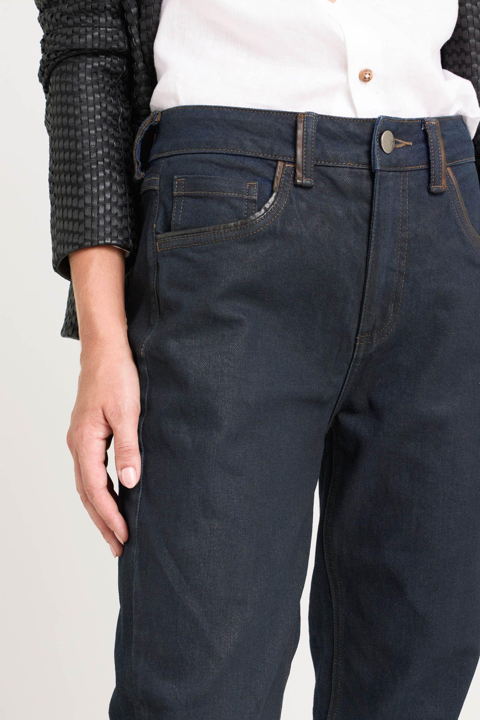 Vélez Jean Tulipan Tiro Alto Mujer Semi Ajustado Azul Oscuro-1