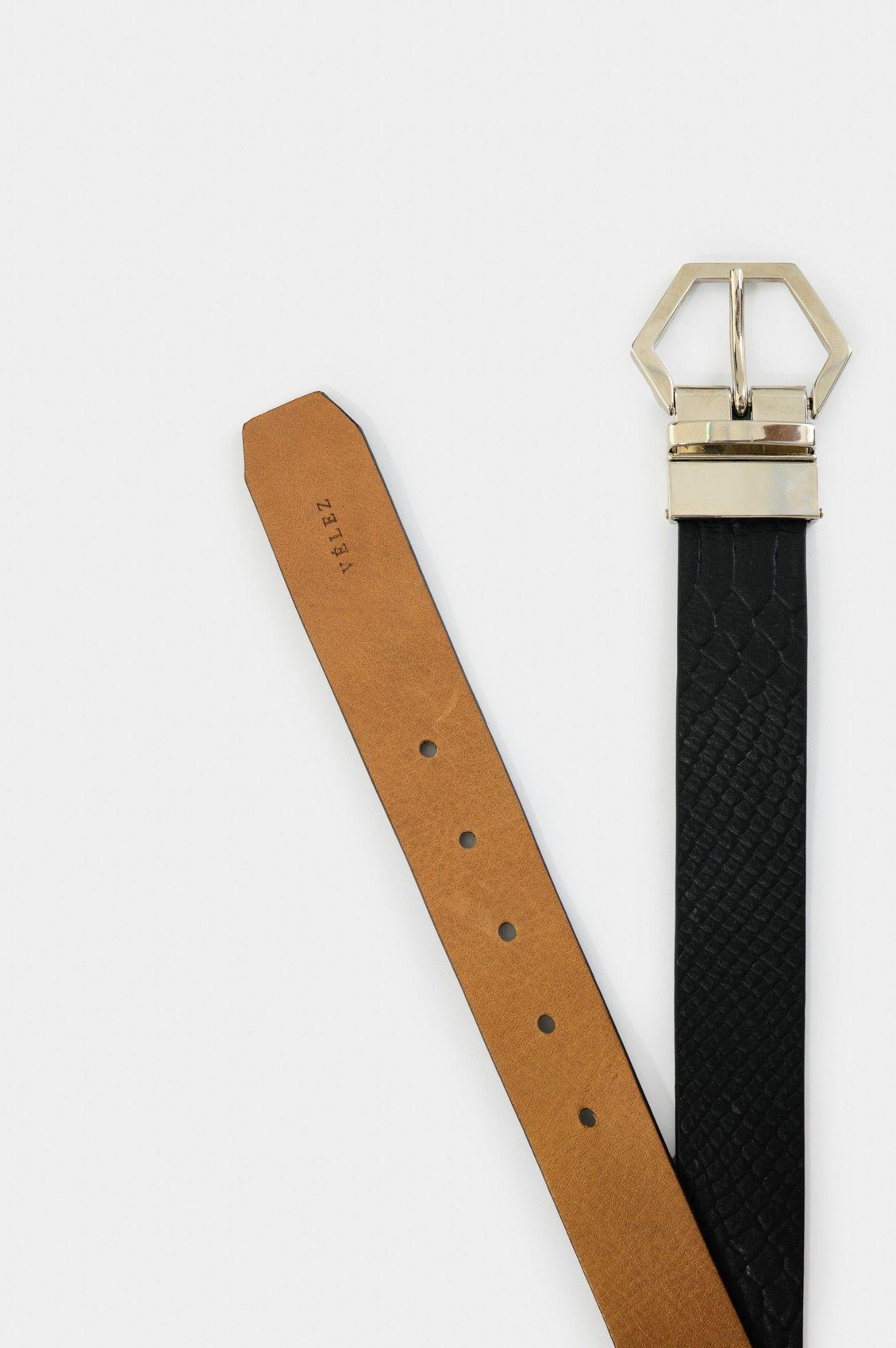 Vélez Cinturón Doble Faz Cuero Mujer Marilia Negro-2