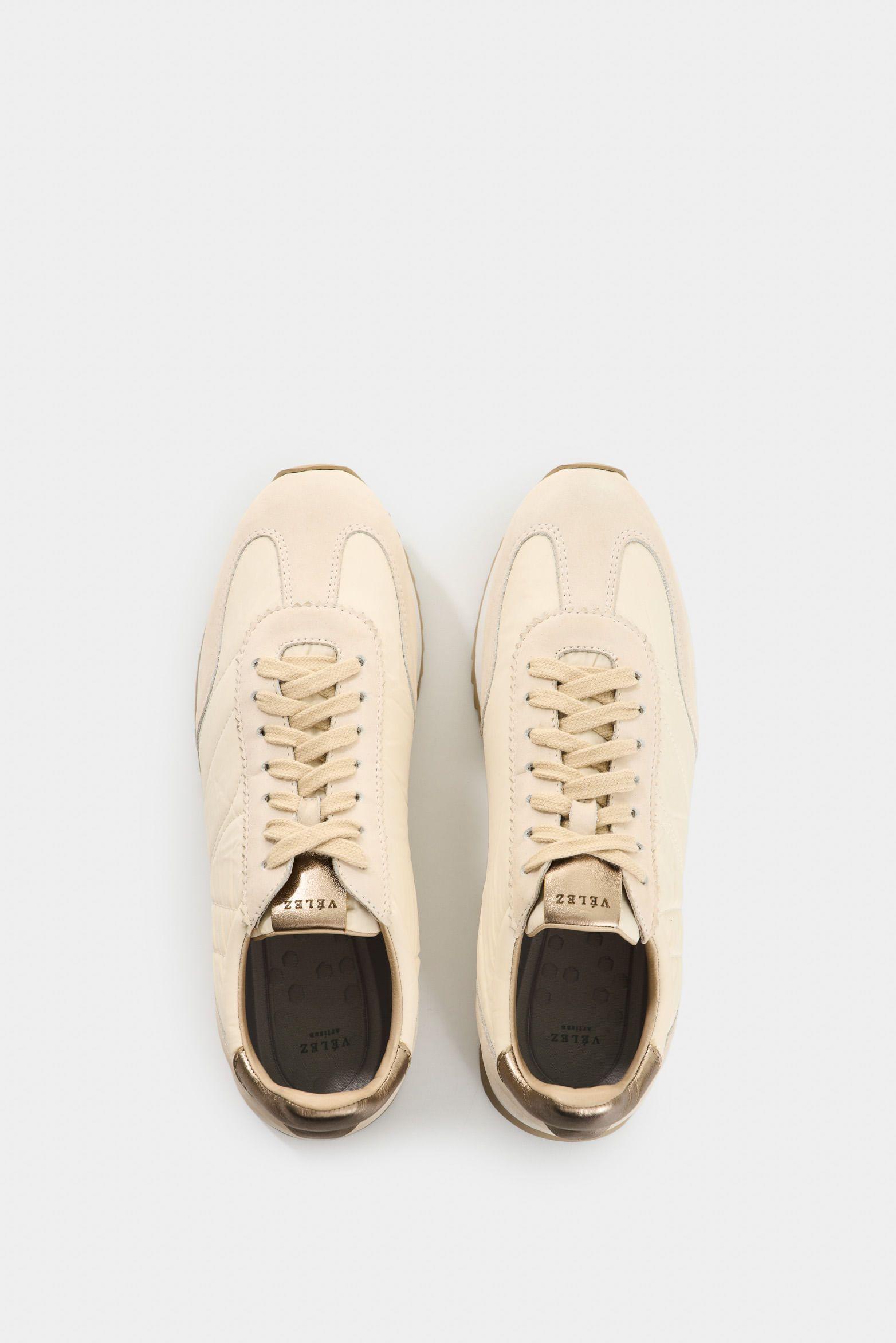 Vélez Zapatillas De Cuero Y Textil Para Mujer Flora Blanco-3