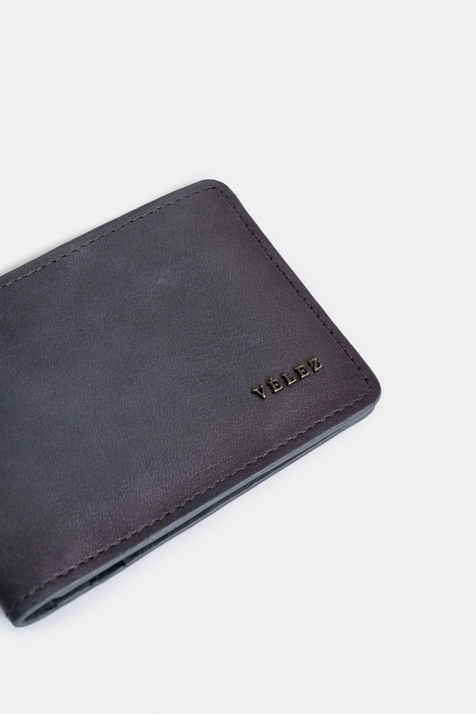 Vélez Billetera Yucatán Cuero Hombre Detalle Contraste Gris-3