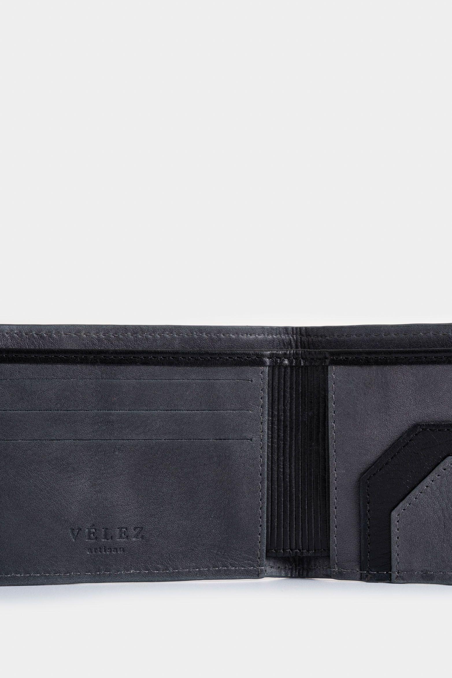 Vélez Billetera Yucatán Cuero Hombre Detalle Contraste Gris-4