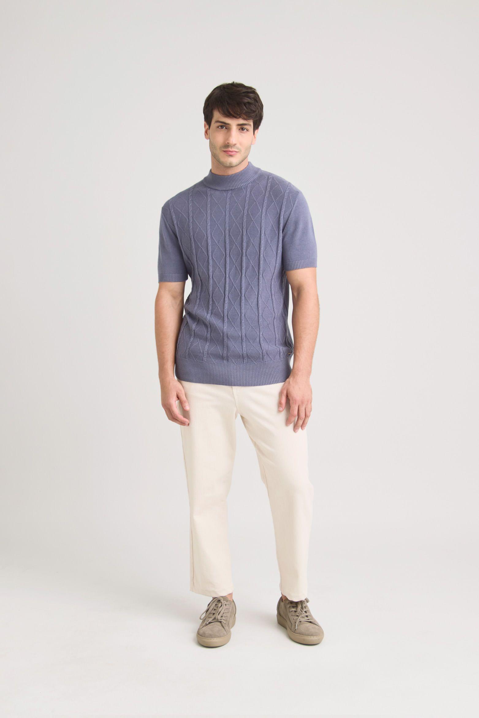 Vélez Polera Tejida Shadow Hombre Figuras Geométricas Azul-1