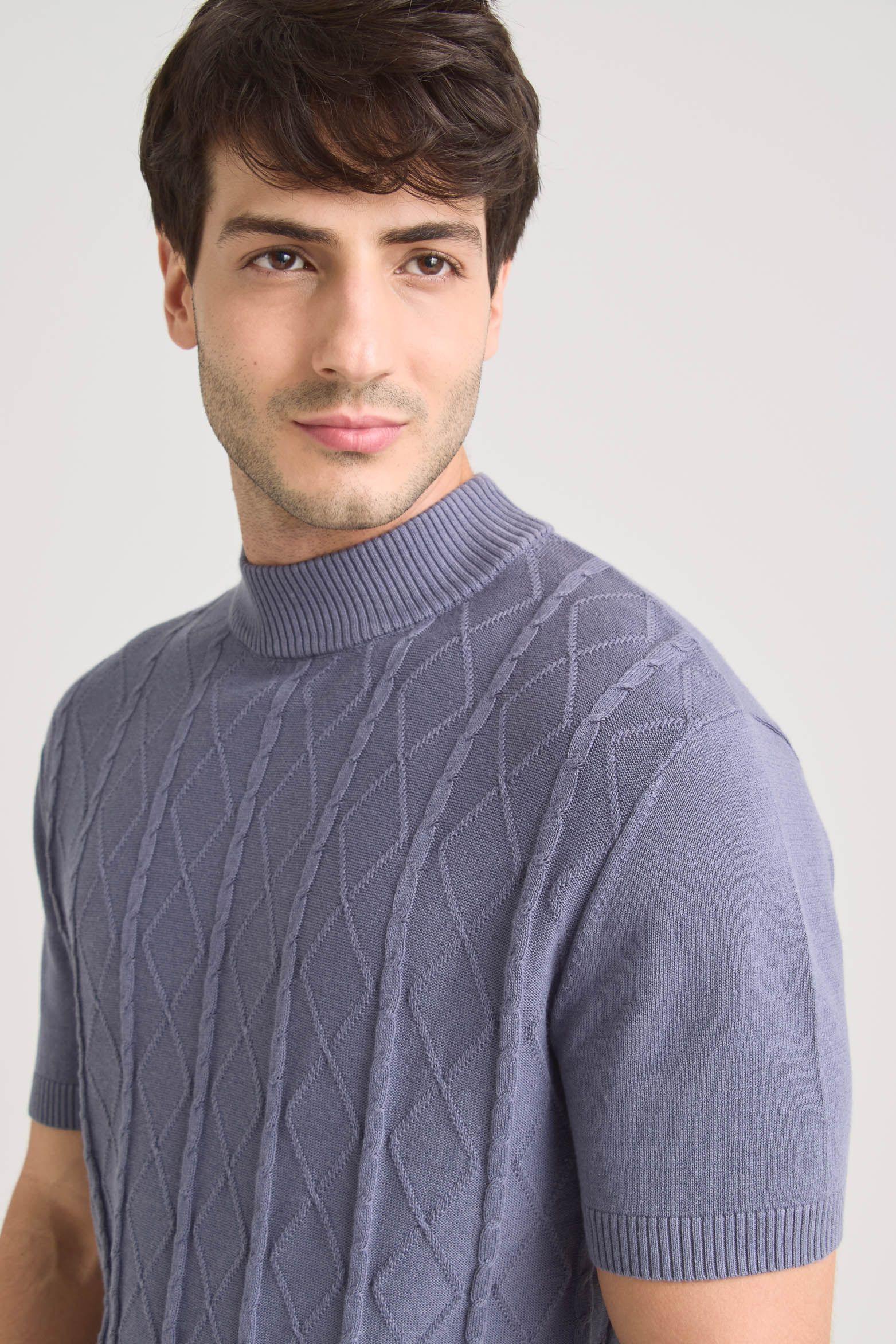 Vélez Polera Tejida Shadow Hombre Figuras Geométricas Azul-2