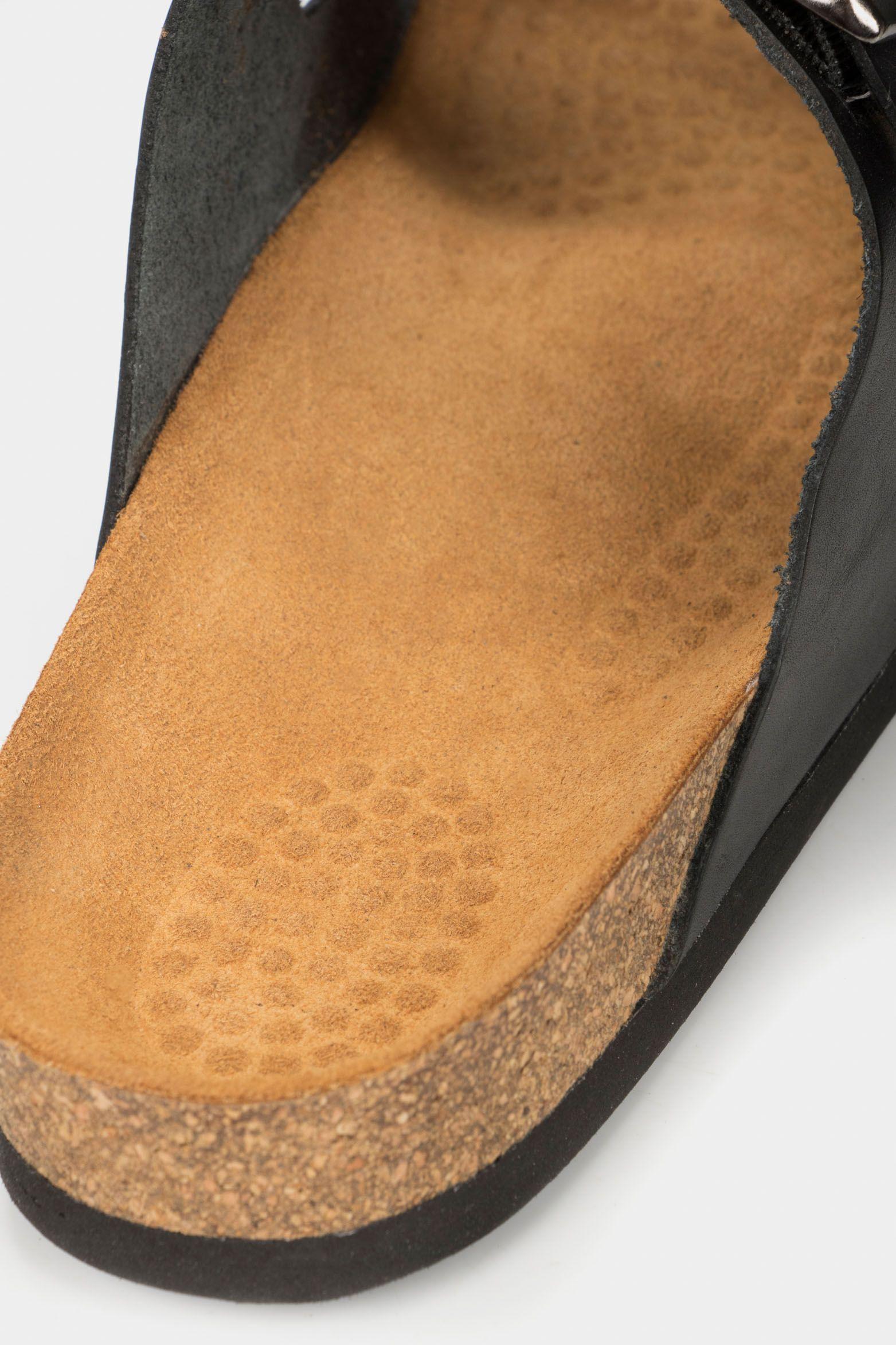 Vélez Sandalia Plana De Cuero Vintage Negro-5