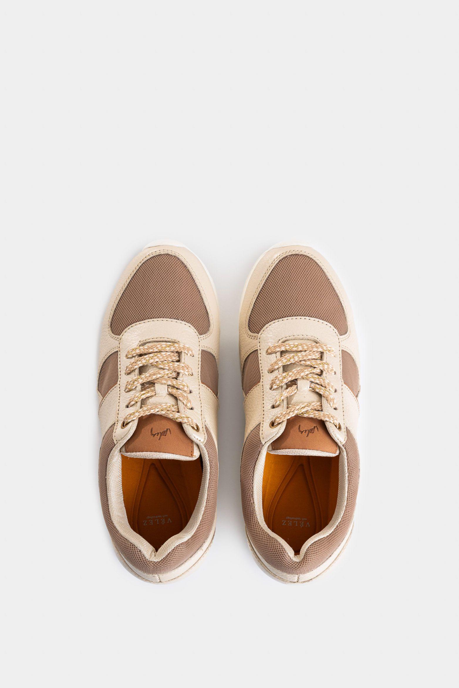 Vélez Zapatillas Deportivos Tropical Cuero Para Mujer Dorado-3