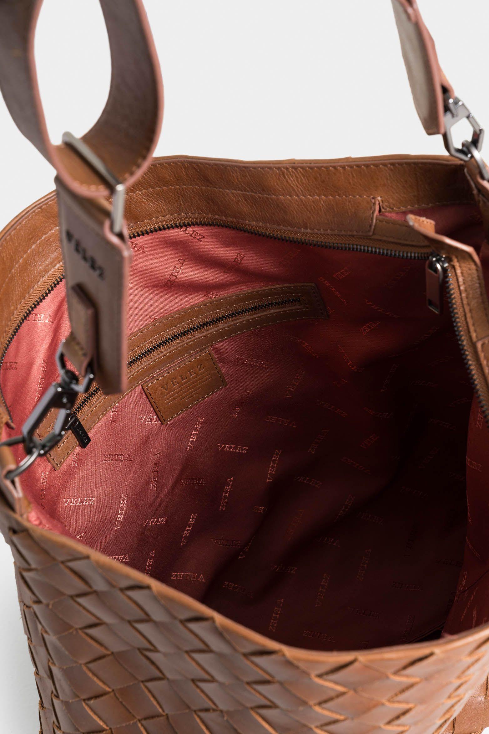 Vélez Shopping Venus Cuero Para Mujer Tejido Artesanal Miel-4