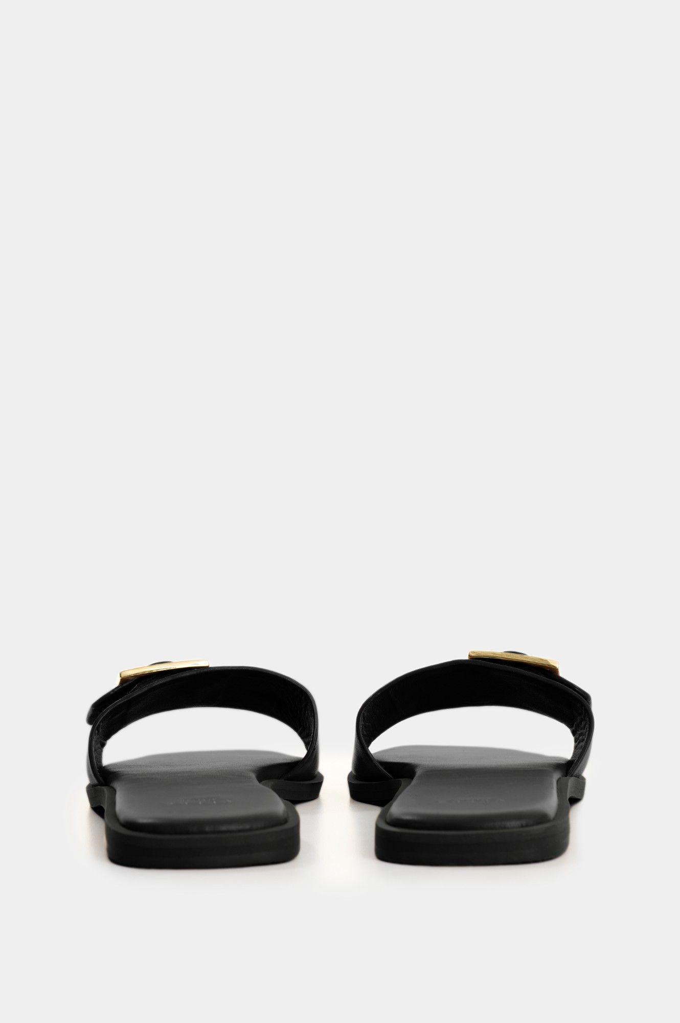 Vélez Sandalia Plana Cuero Mujer Gem Negro-2