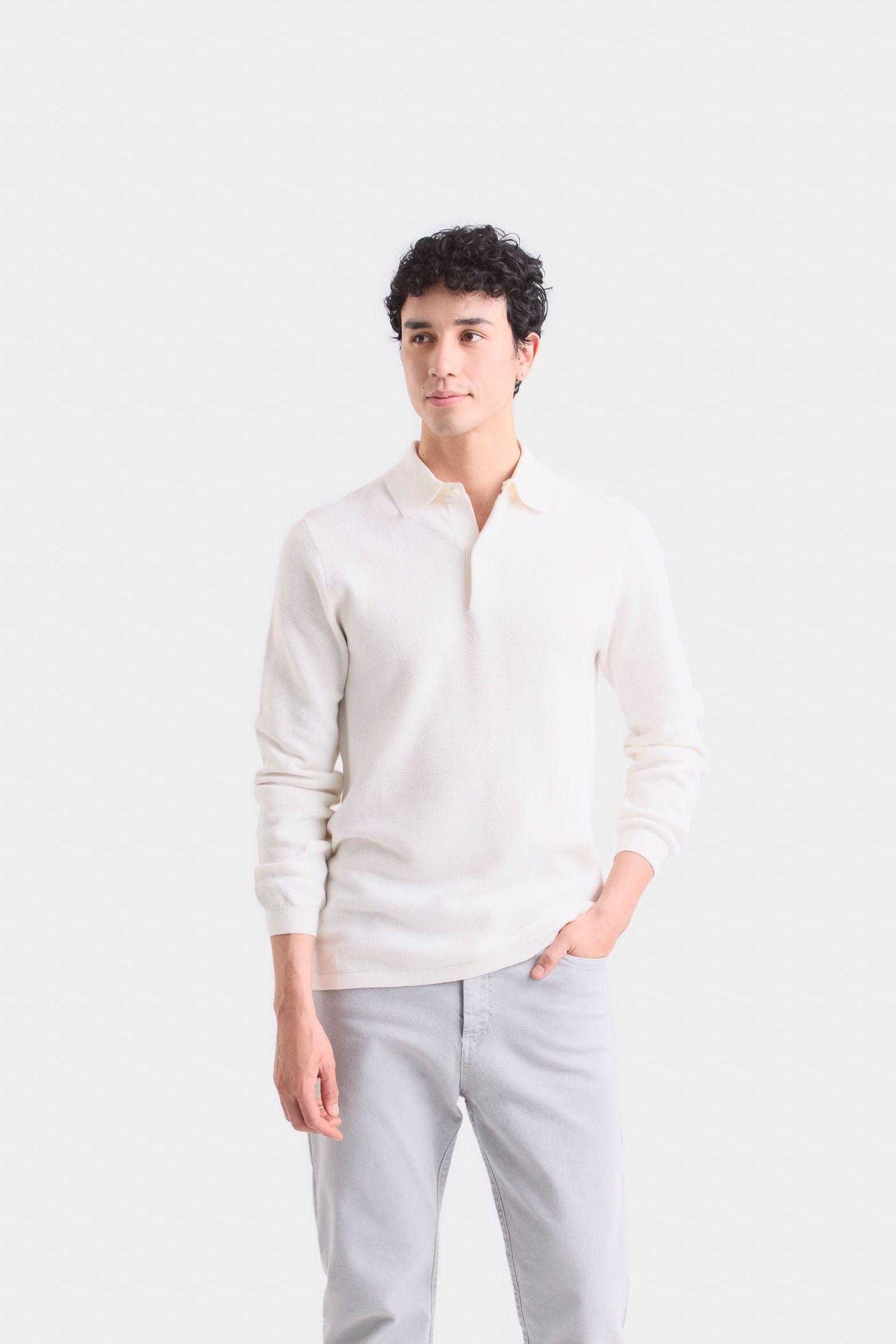 Vélez Polera Manga Larga Lugano Hombre Semi Fitted Blanco-0