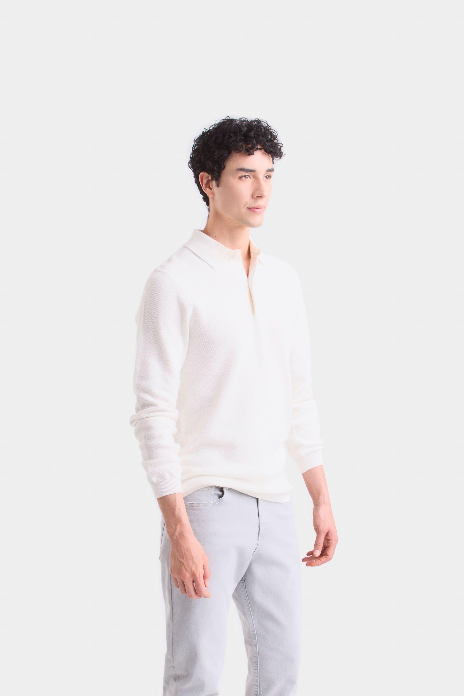 Vélez Polera Manga Larga Lugano Hombre Semi Fitted Blanco-2