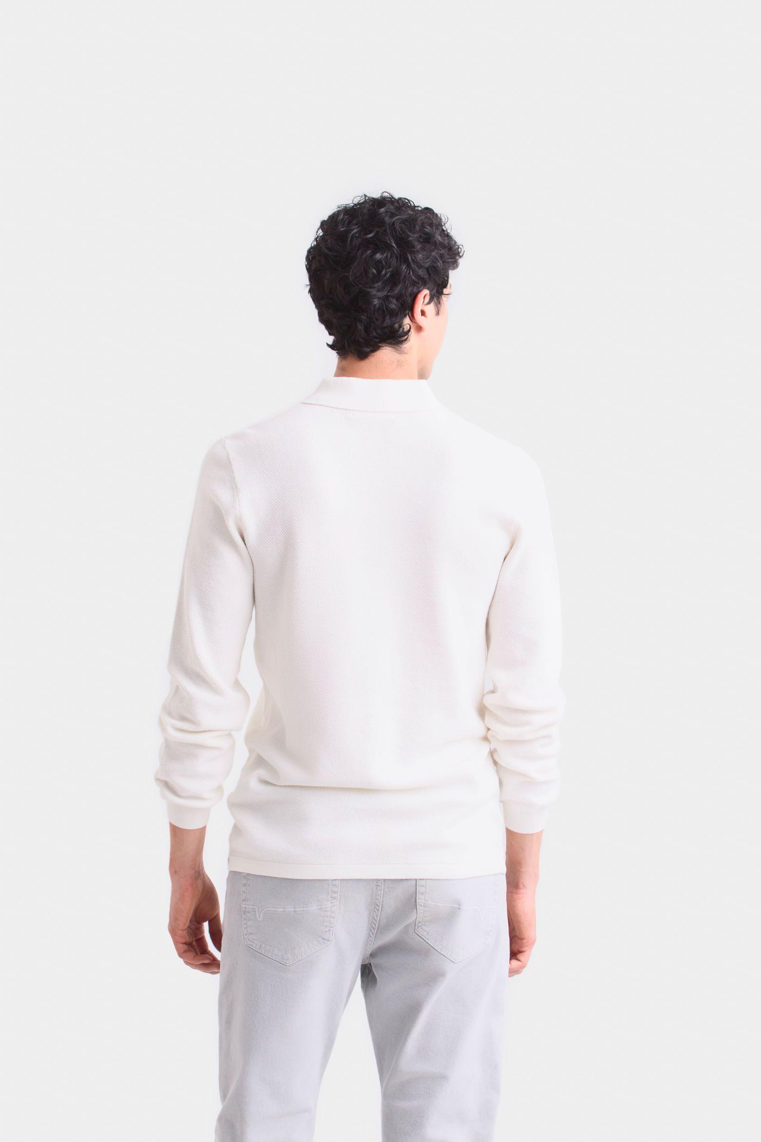 Vélez Polera Manga Larga Lugano Hombre Semi Fitted Blanco-4