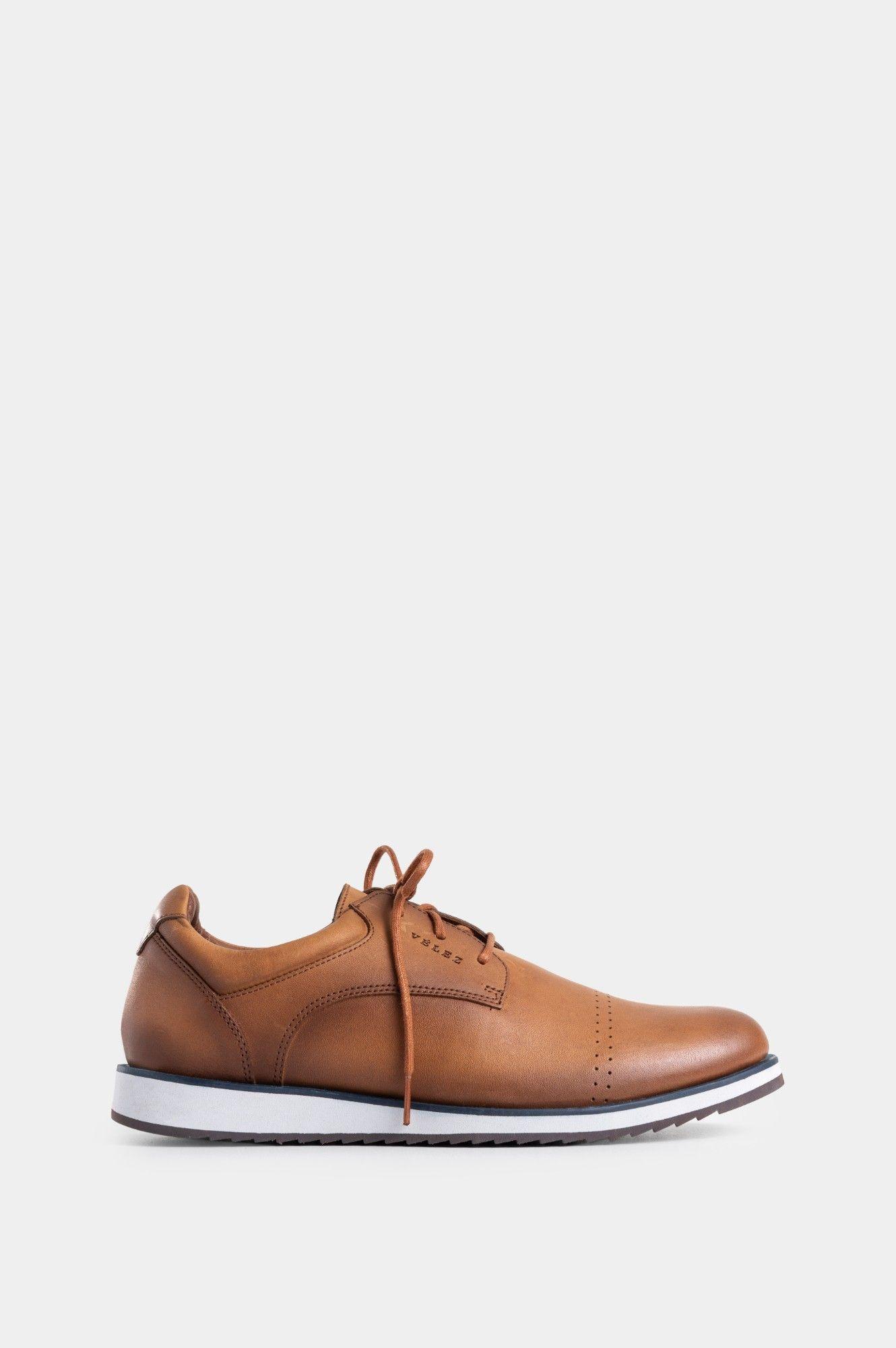 Vélez Zapatos Cordón Piero Cuero Hombre Suela Deportiva Miel-1