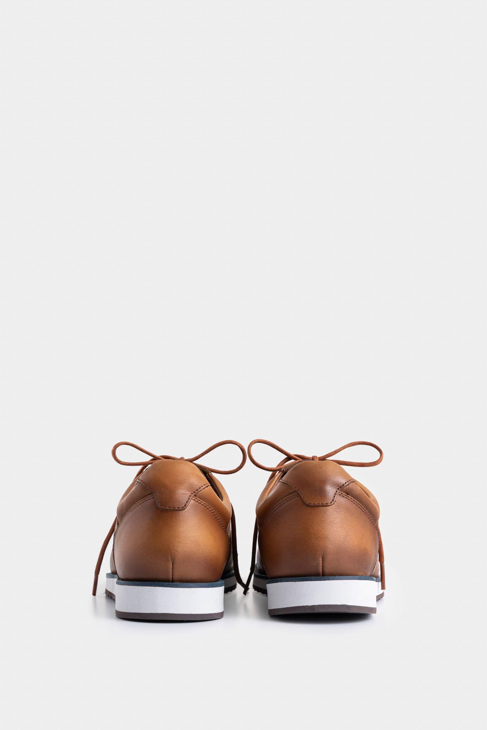 Vélez Zapatos Cordón Piero Cuero Hombre Suela Deportiva Miel-4
