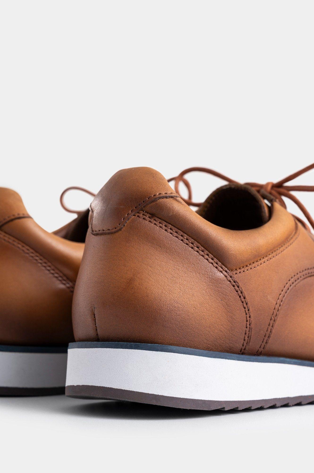 Vélez Zapatos Cordón Piero Cuero Hombre Suela Deportiva Miel-9
