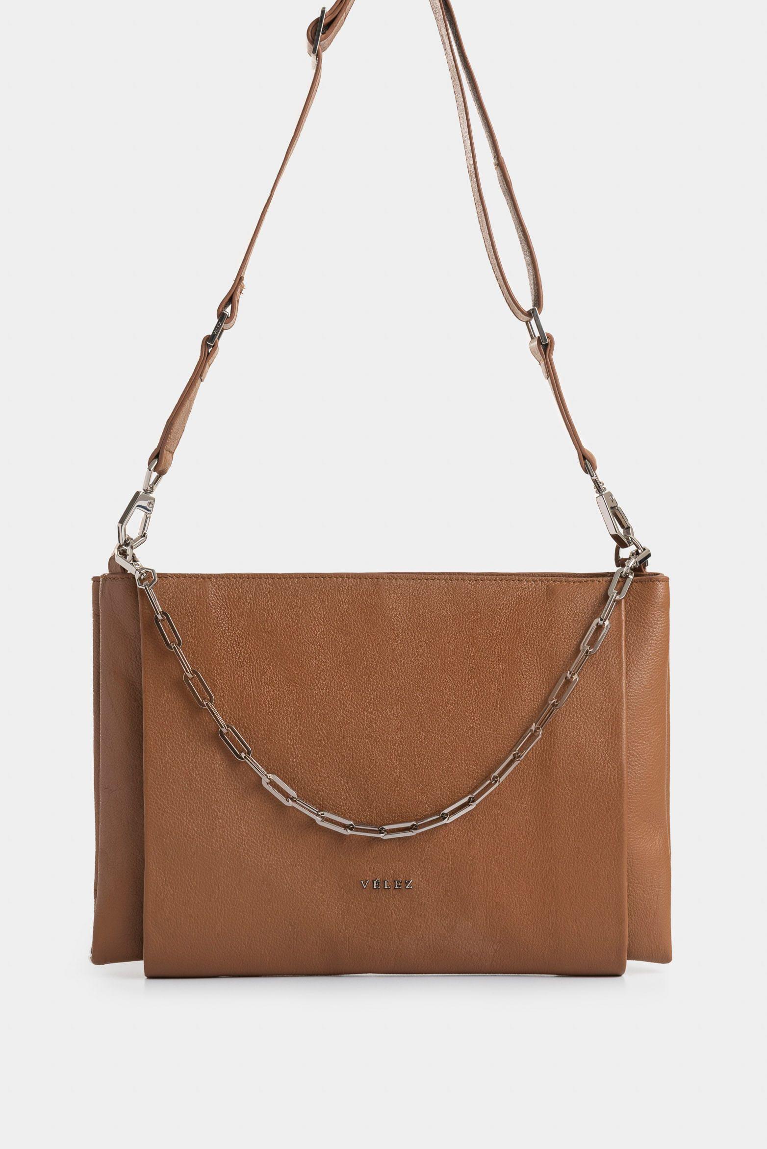 Shopping Gliceria de cuero para mujer detalle cadena miel-0